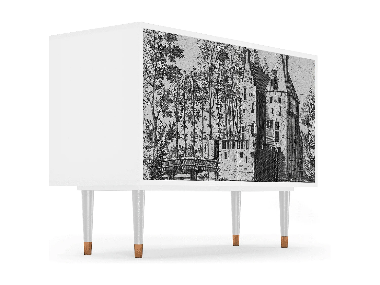 Buffet - 115x85x48 cm - BS4 - Castle with Bridge, Blanc
