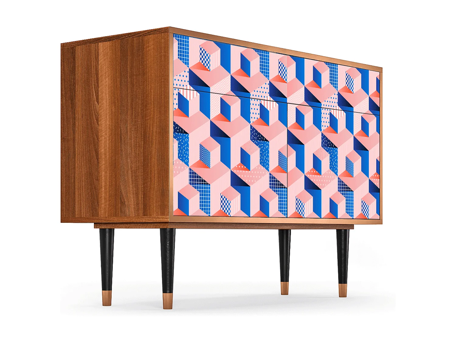 Kredens - 115x85x48 cm - BS4 - Pinky Squares, Orzech