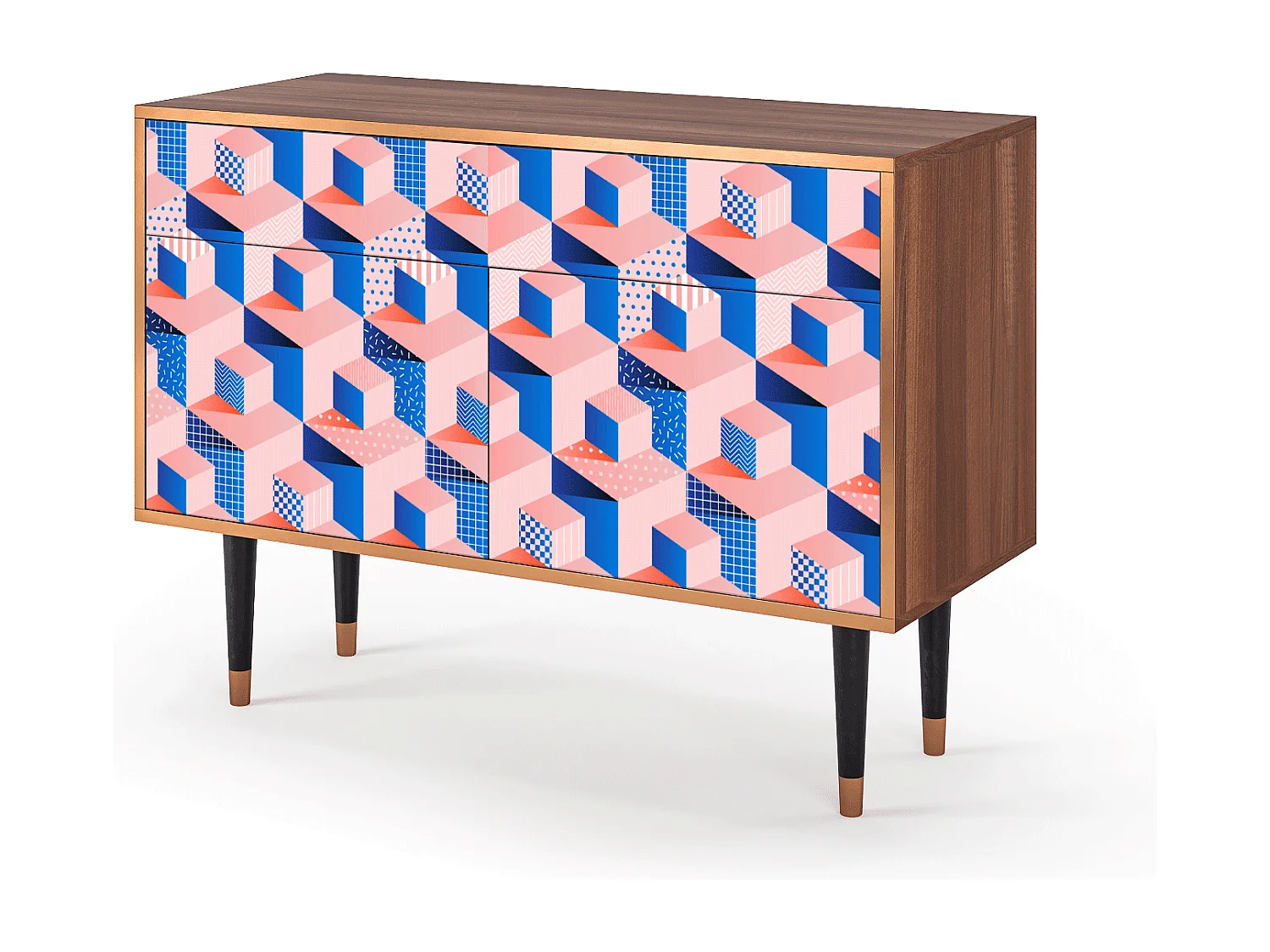 Buffet - 115x85x48 cm - BS4 - Pinky Squares, Noyer