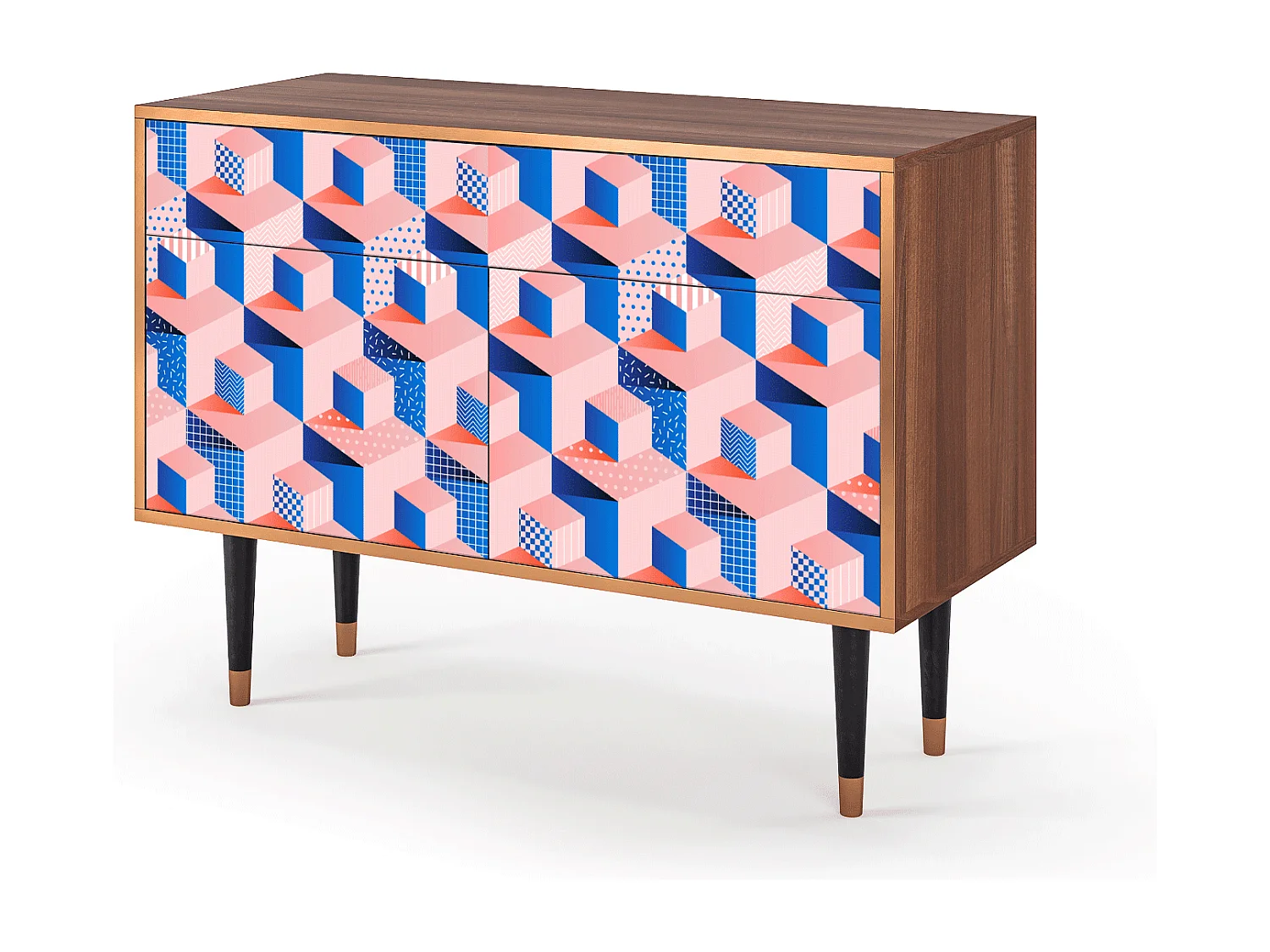 Buffet - 115x85x48 cm - BS4 - Pinky Squares, Noyer