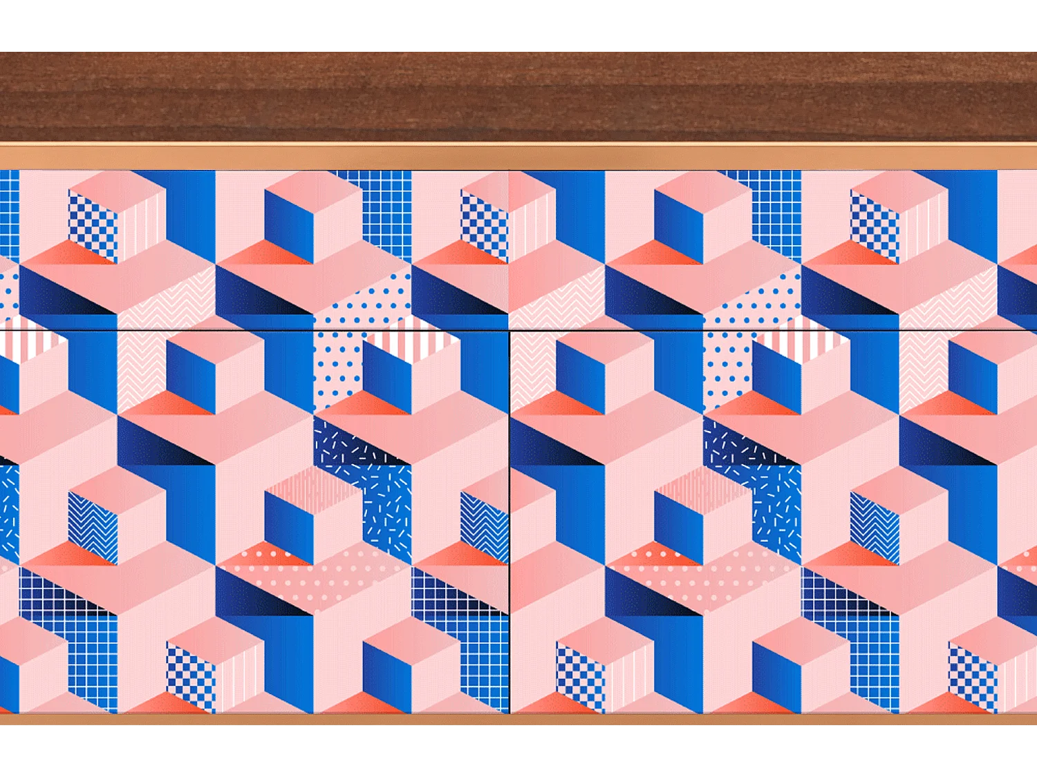 Buffet - 115x85x48 cm - BS4 - Pinky Squares, Noyer