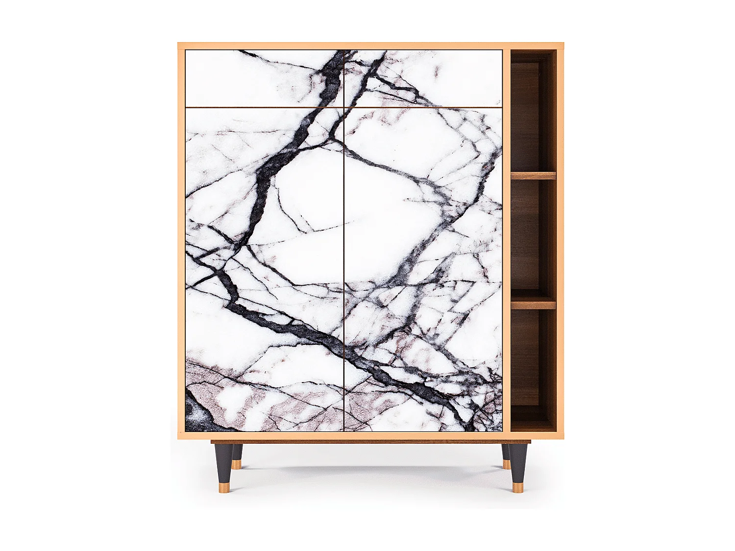 Dressoir - 96х110х41 cm - BS6 - Raven Marble, Walnoot