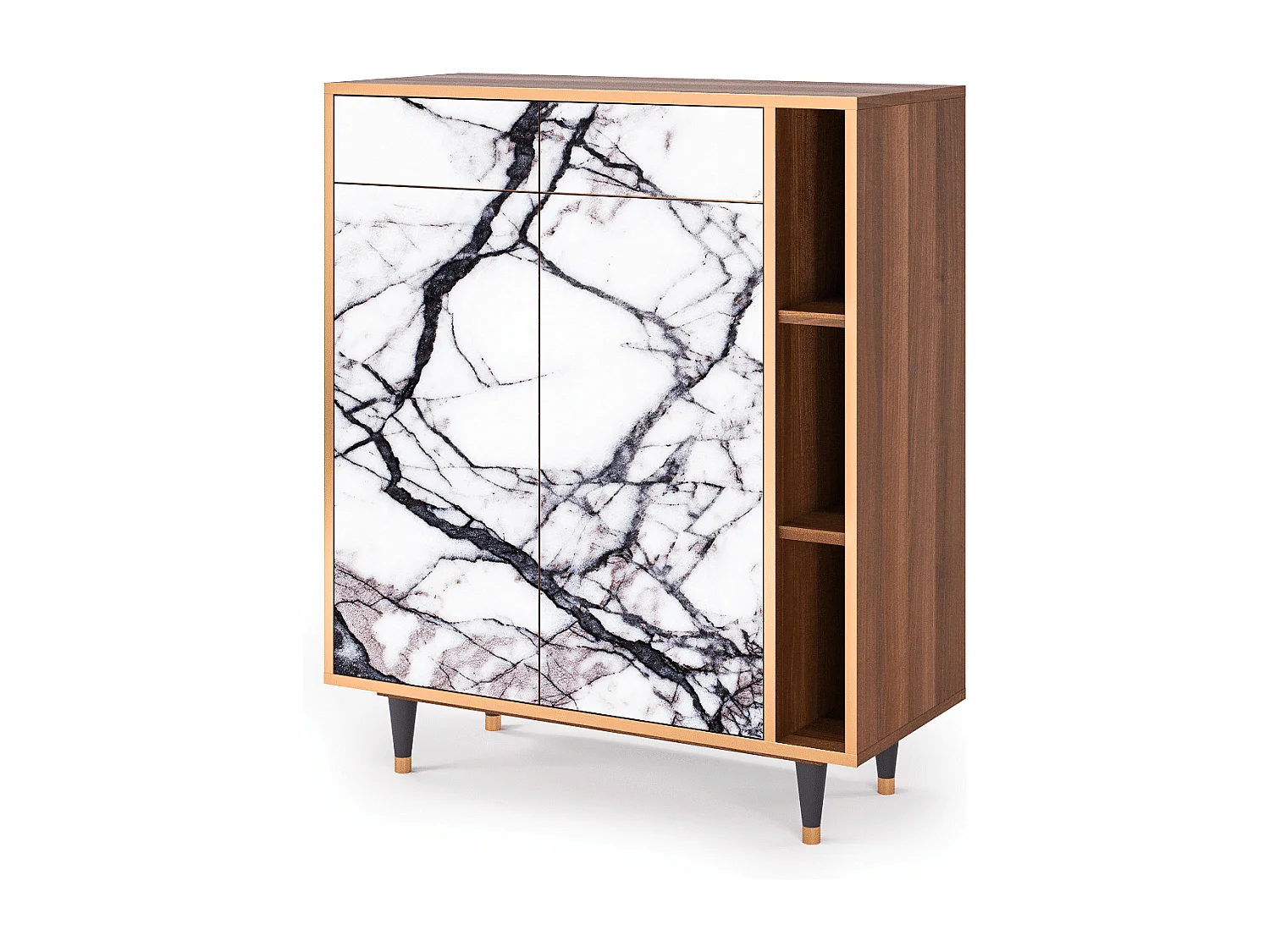 Kredens - 96х110х41 cm - BS6 - Raven Marble, Orzech