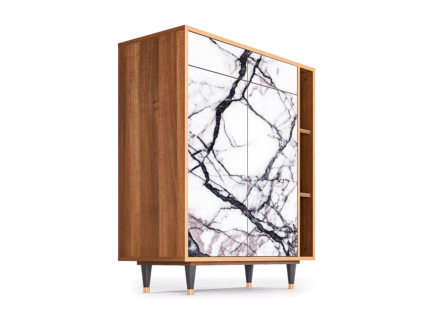 Kredens - 96х110х41 cm - BS6 - Raven Marble, Orzech