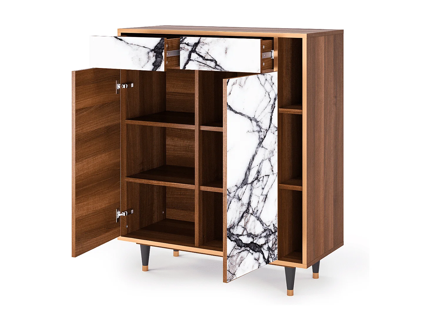 Kredens - 96х110х41 cm - BS6 - Raven Marble, Orzech