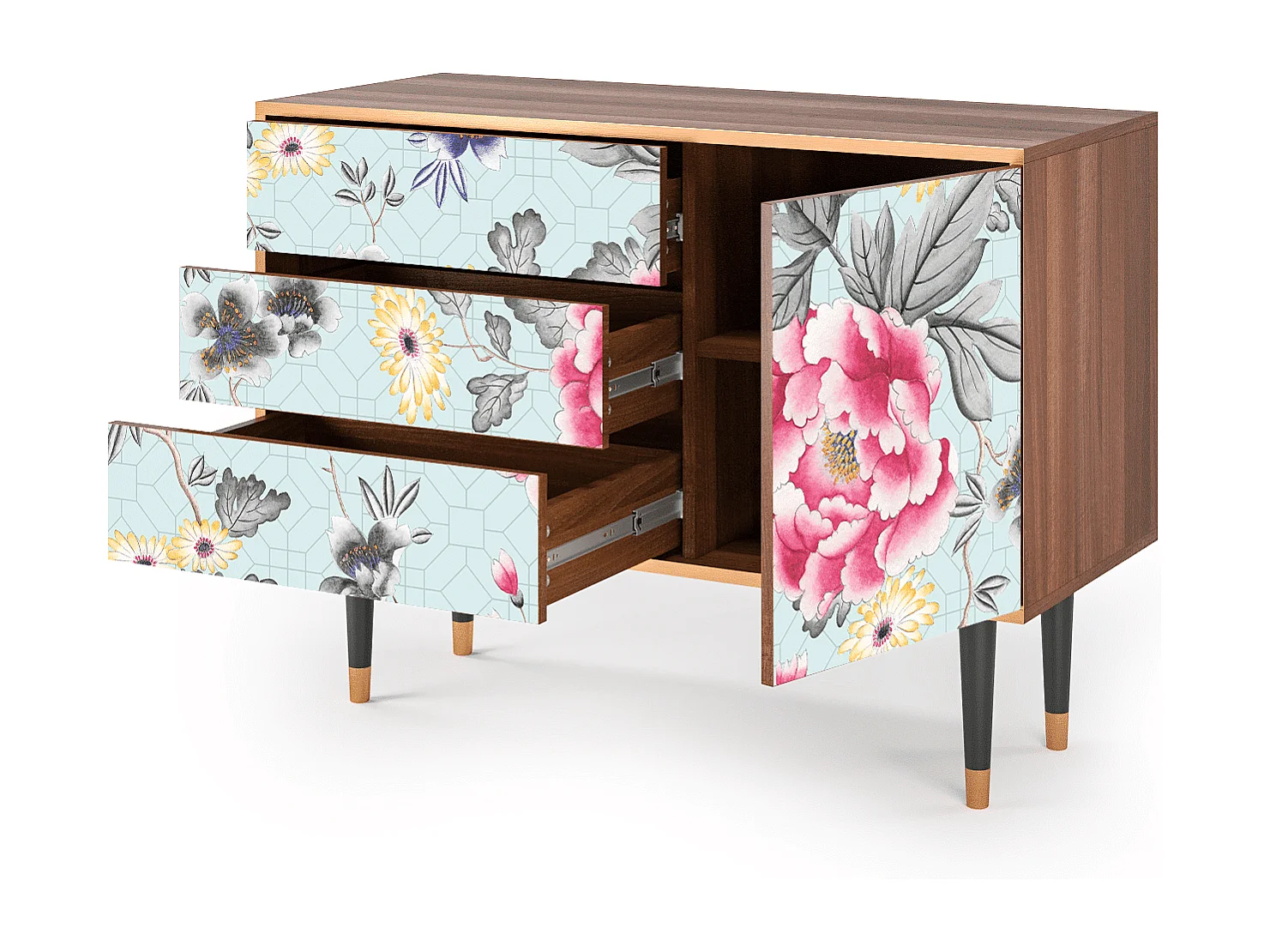 Kredens - 115х84х41 cm - S3 - Sky Garden, Orzech