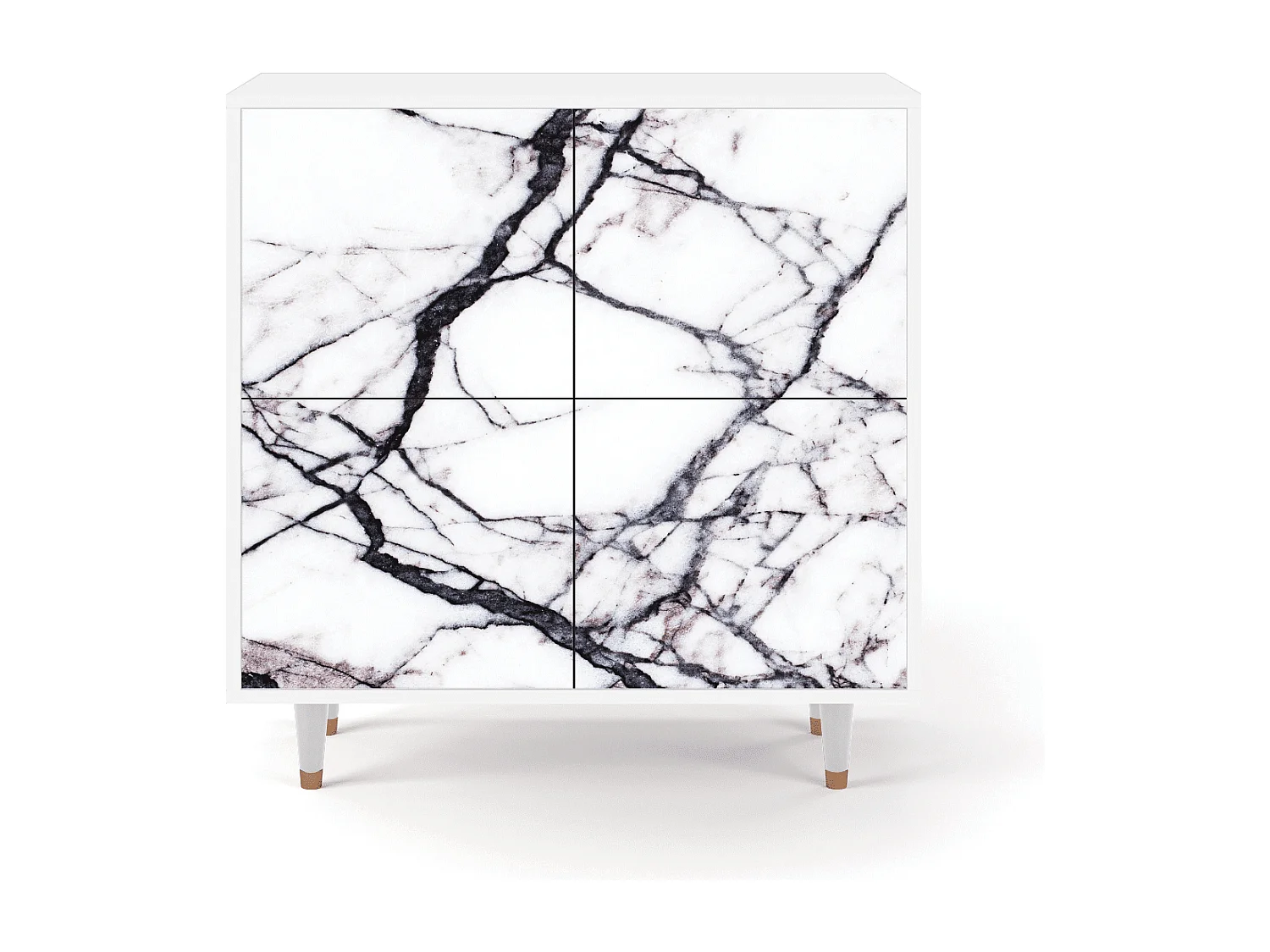 Kredens - 94x96x48 cm - BS3 - Raven Marble, Biały