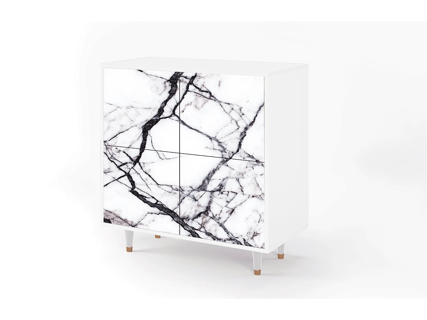 Kredens - 94x96x48 cm - BS3 - Raven Marble, Biały