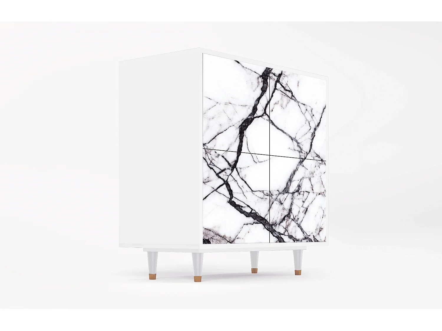 Dressoir - 94x96x48 cm - BS3 - Raven Marble, Wit