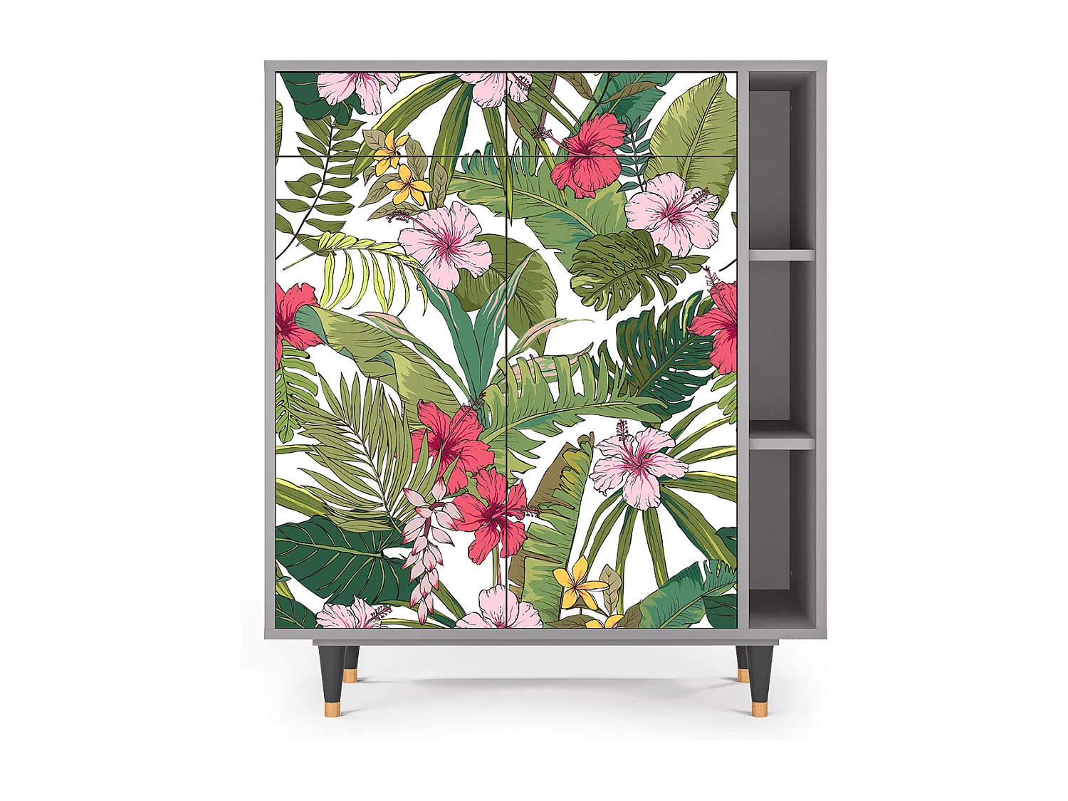 Kredens - 96х110х41 cm - BS6 - Verdant Tropics, Szary