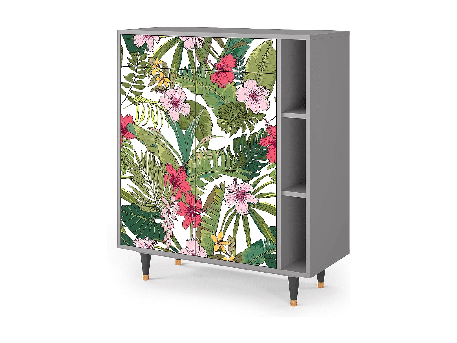 Kredens - 96х110х41 cm - BS6 - Verdant Tropics, Szary