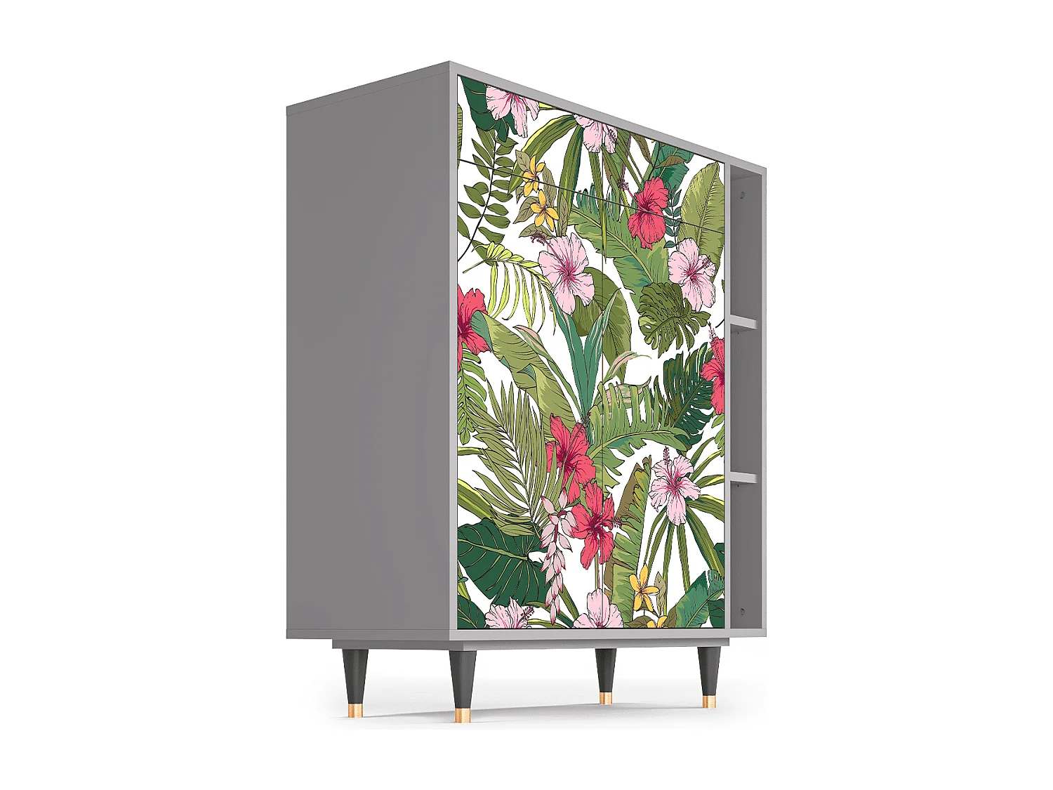 Kredens - 96х110х41 cm - BS6 - Verdant Tropics, Szary