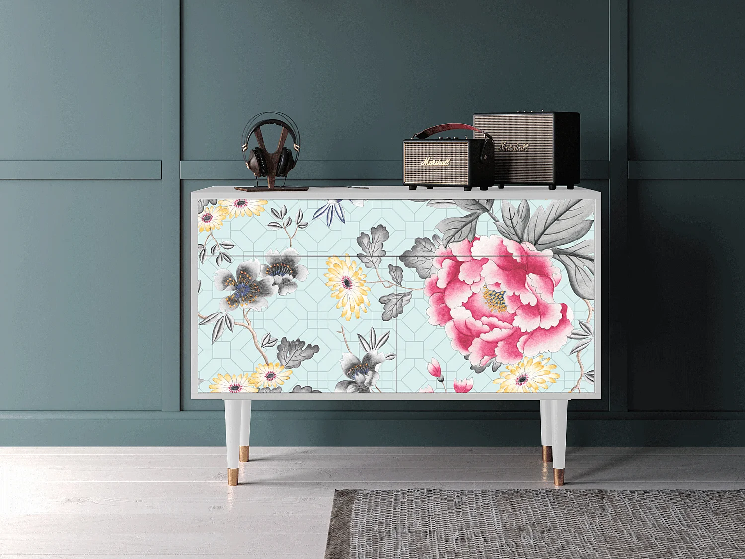 Kredens - 115x85x48 cm - BS4 - Sky Garden, Biały