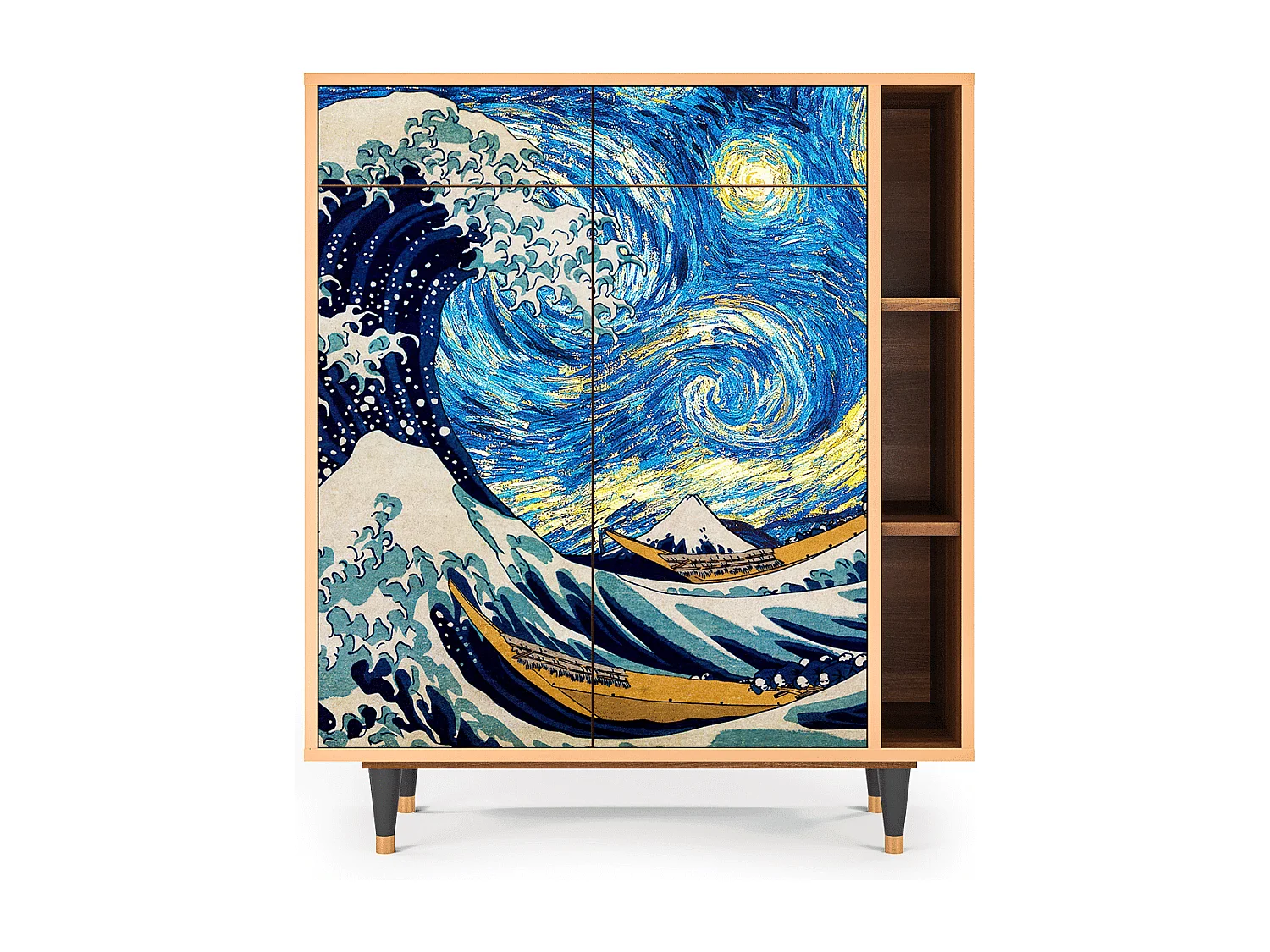 Kredens - 96х110х41 cm - BS6 - Great Wave, Orzech