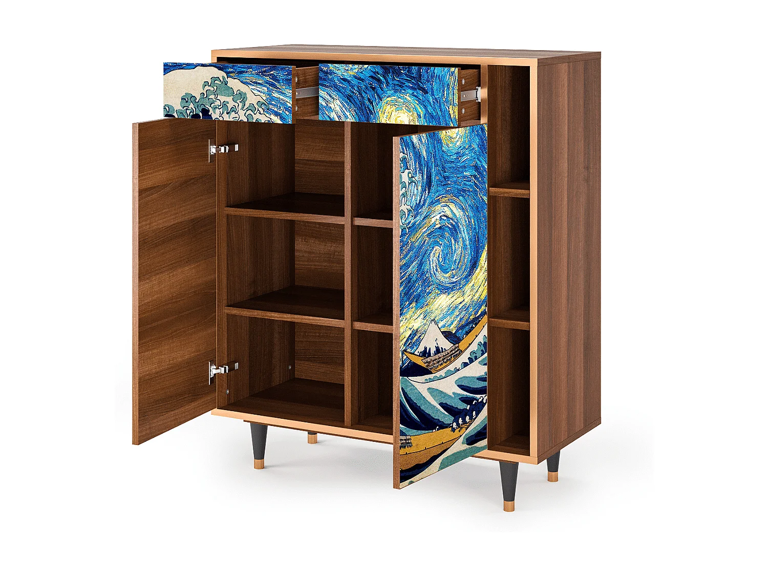 Dressoir - 96х110х41 cm - BS6 - Great Wave, Walnoot