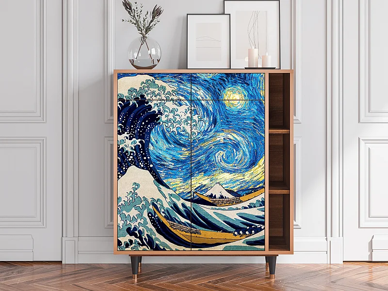 Dressoir - 96х110х41 cm - BS6 - Great Wave, Walnoot