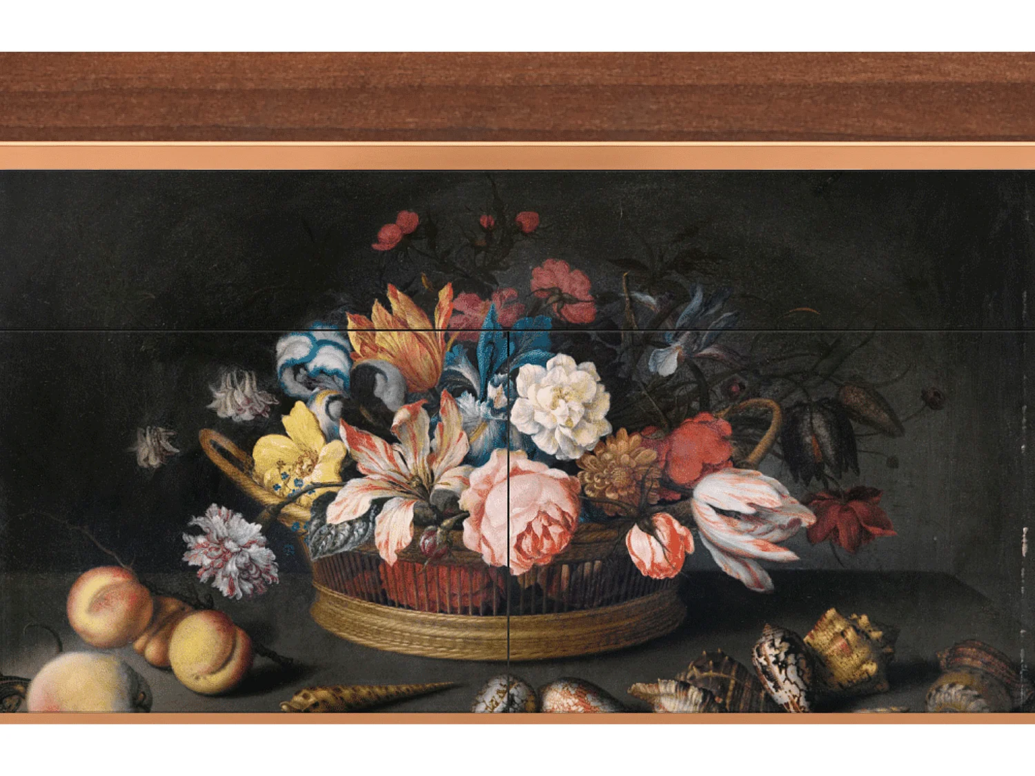 Buffet - 115x85x48 cm - BS4 - Still Life with Flowers, Noyer