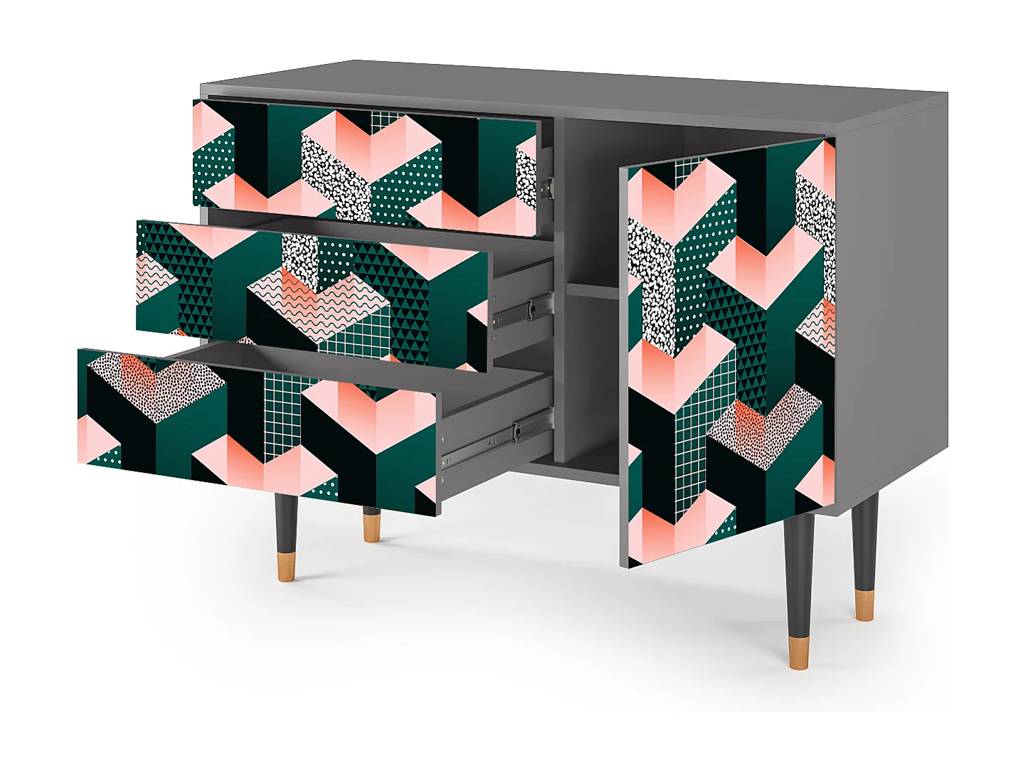 Buffet - 115х84х41 cm - S3 - Geometric Madness, Gris