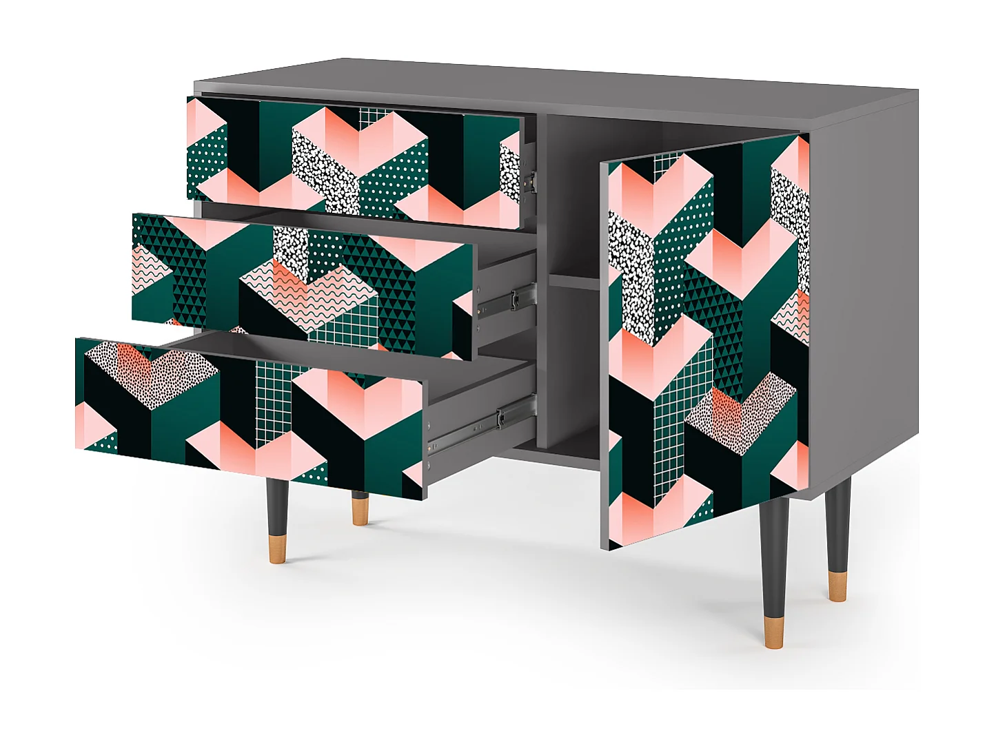 Credenza - 115х84х41 cm - S3 - Geometric Madness, Grigio