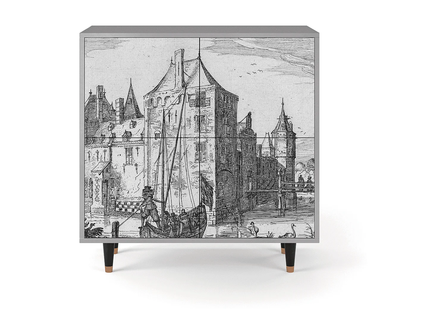 Kredens - 94x96x48 cm - BS3 - Castle by Breugel, Szary