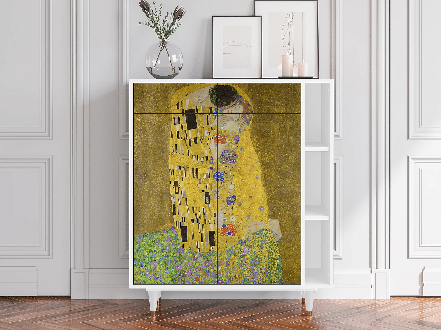 Kredens - 96х110х41 cm - BS6 - The Kiss by Klimt , Biały