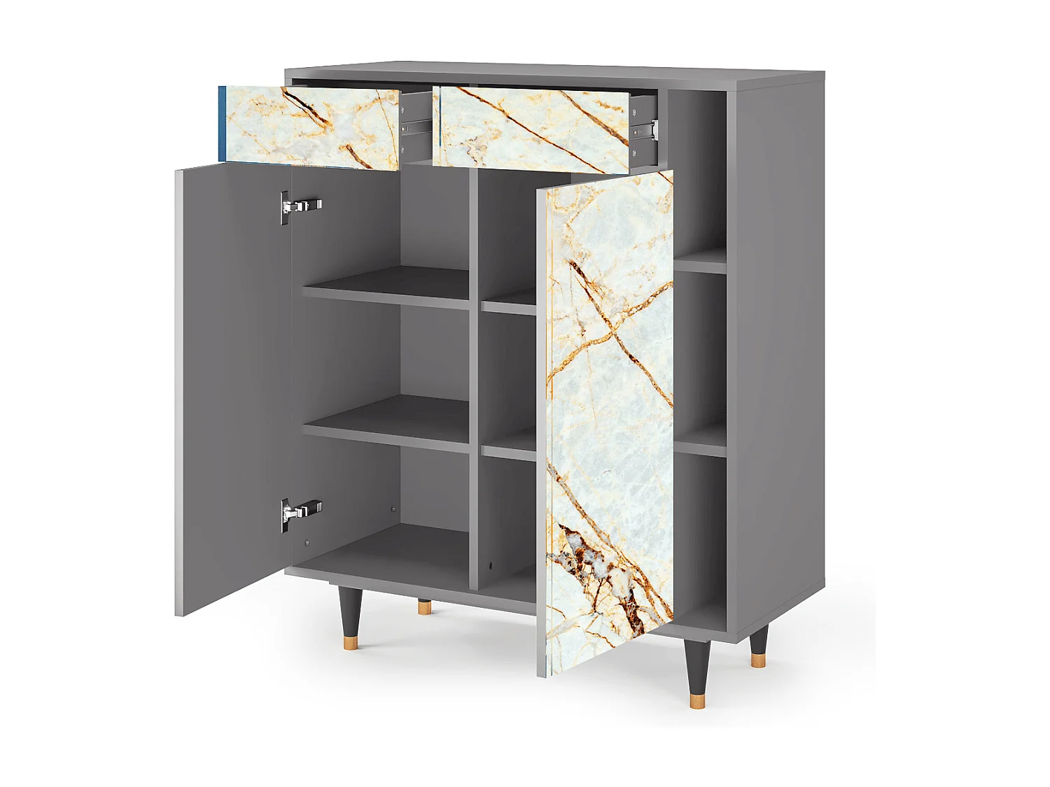 Dressoir - 96х110х41 cm - BS6 - Zandy Marble, Grijs