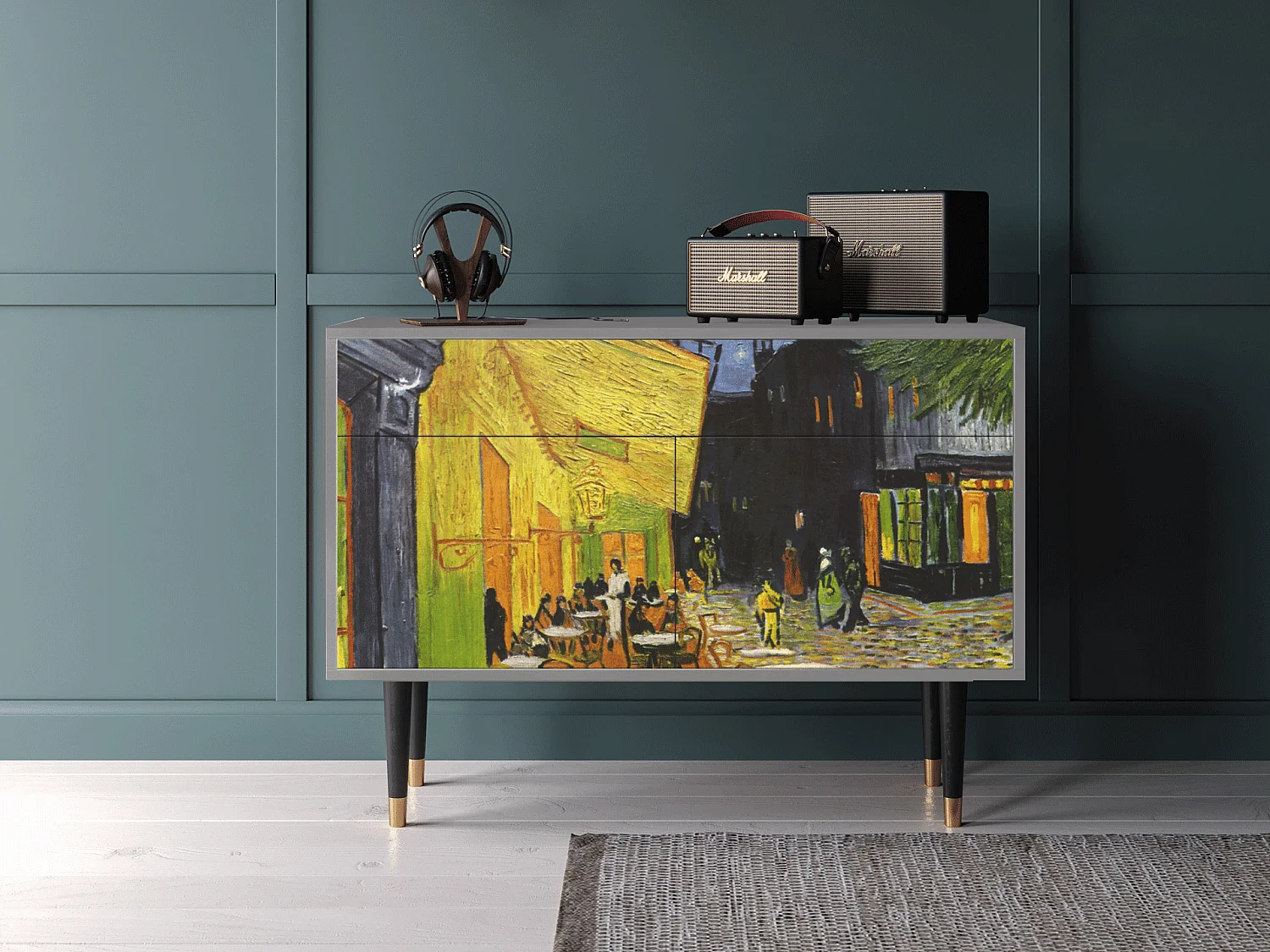 Kredens - 115x85x48 cm - BS4 - Café Terrace at Night, Szary