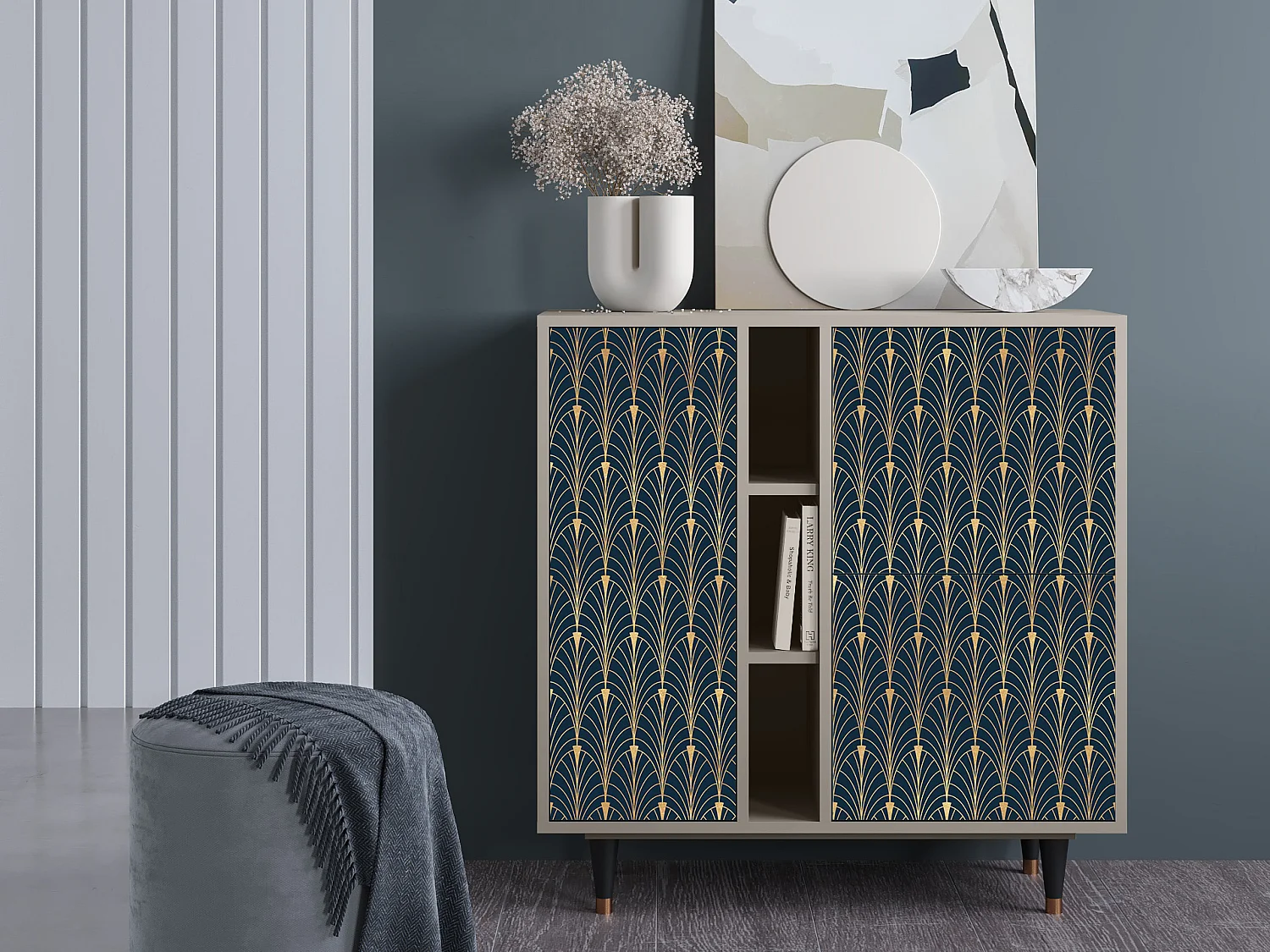 Kredens - 94х96х41 cm - BS5 - Flower of the Nile, Piaskowy