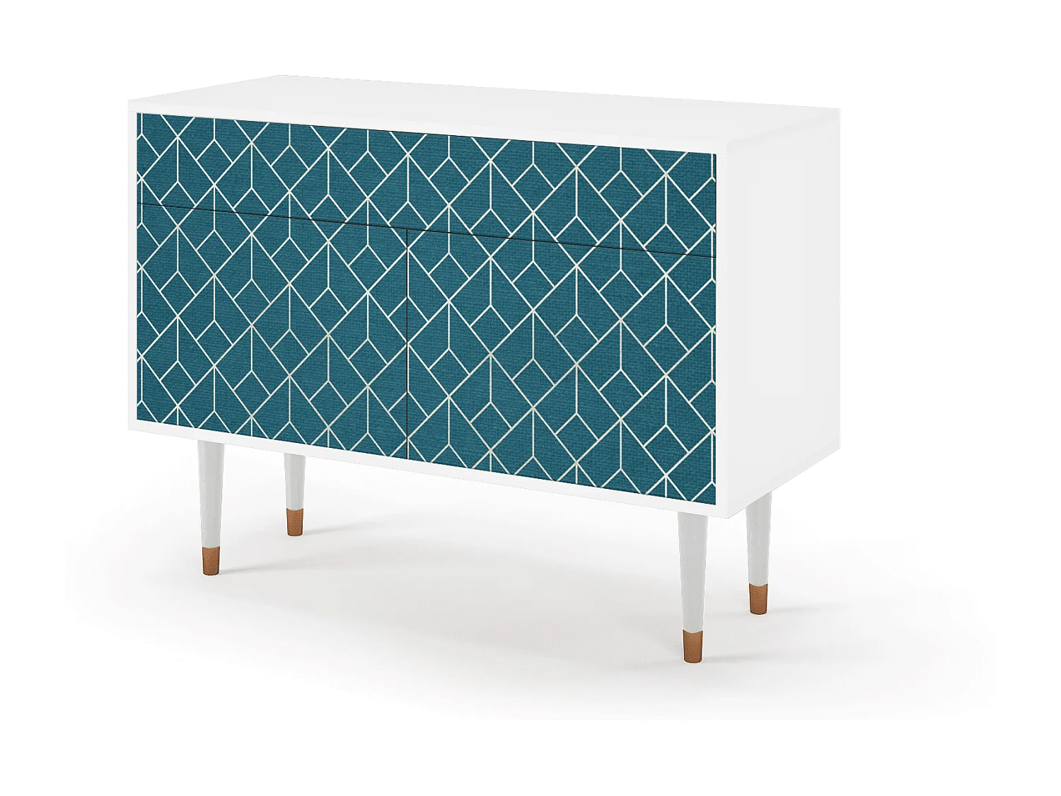 Dressoir - 115x85x48 cm - BS4 - Turquoise Geometry, Wit