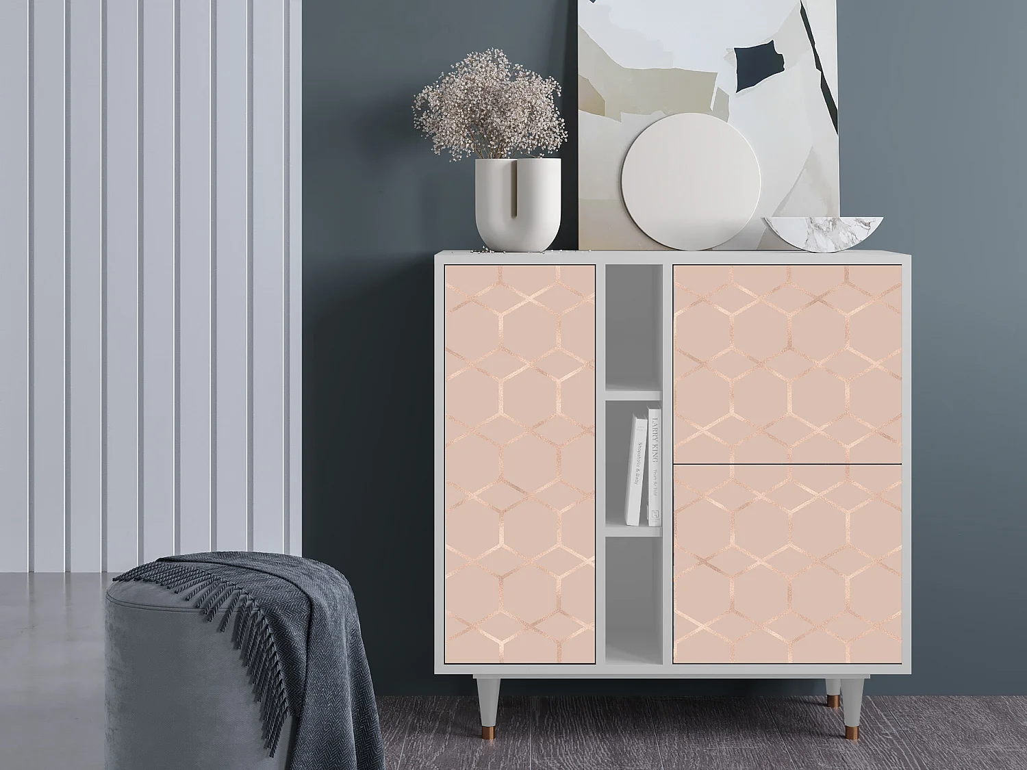 Buffet - 94х96х41 cm - BS5 - Rose Honeycomb, Blanc