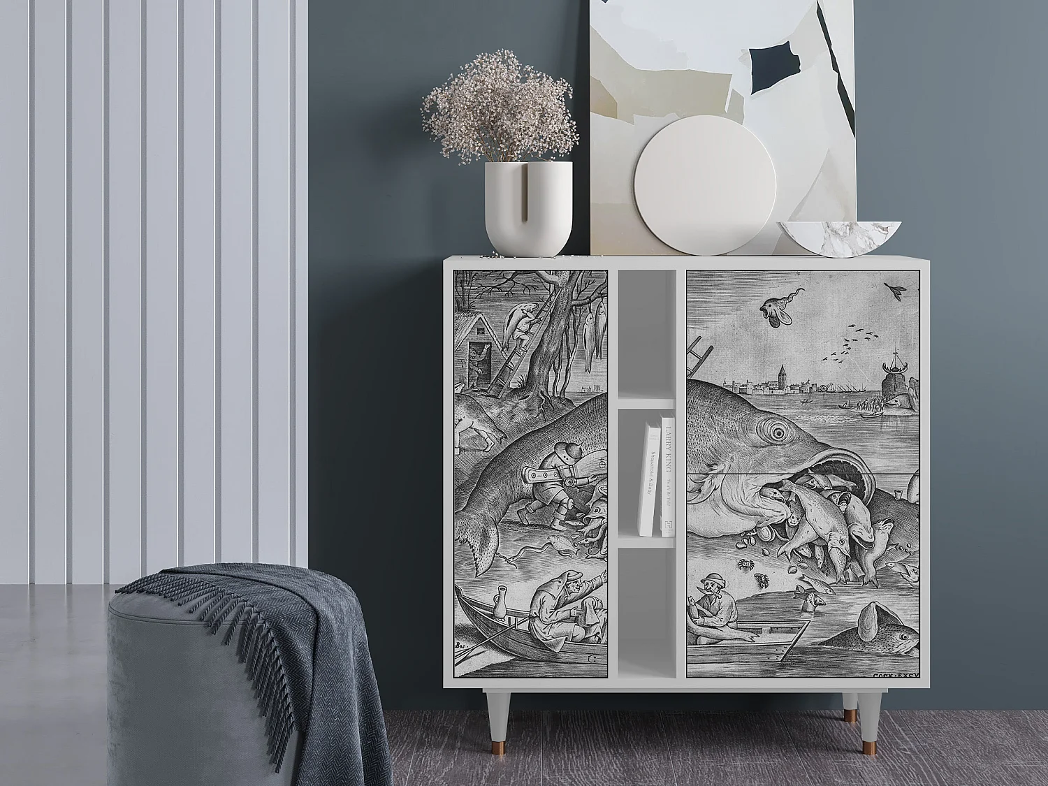 Dressoir - 94х96х41 cm - BS5 - Big Fish Eat Little, Wit