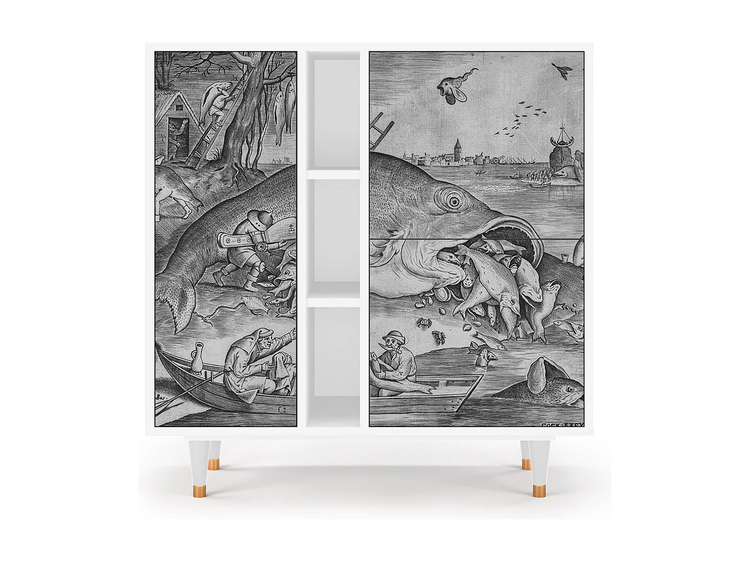 Dressoir - 94х96х41 cm - BS5 - Big Fish Eat Little, Wit