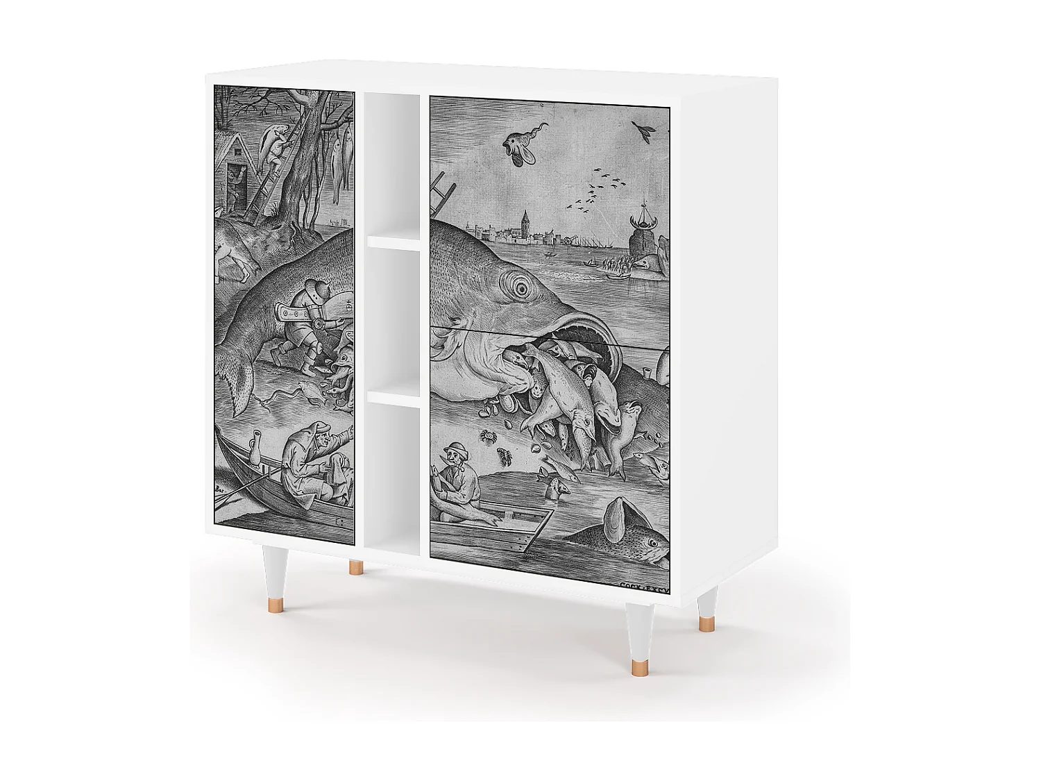 Dressoir - 94х96х41 cm - BS5 - Big Fish Eat Little, Wit