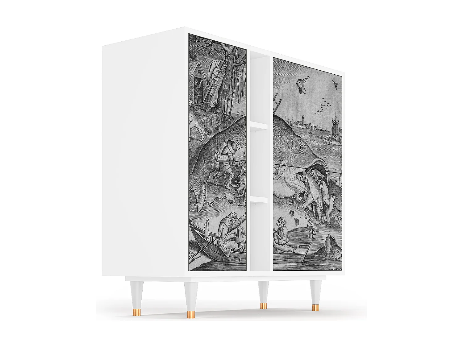 Dressoir - 94х96х41 cm - BS5 - Big Fish Eat Little, Wit