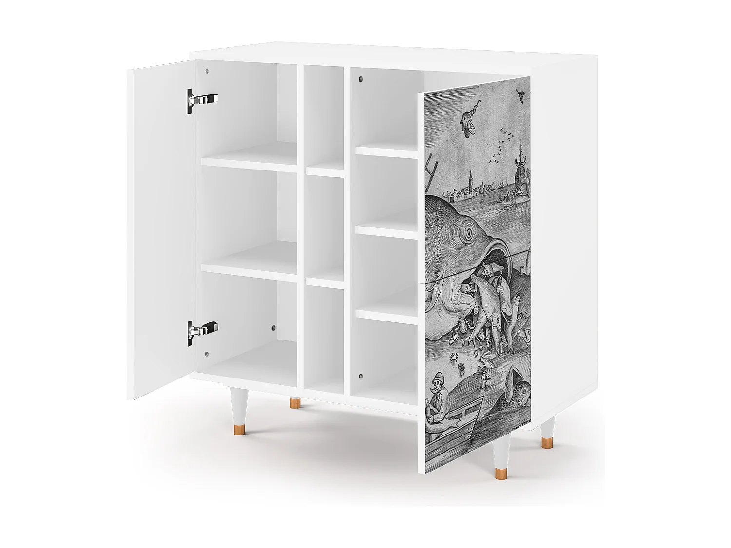 Dressoir - 94х96х41 cm - BS5 - Big Fish Eat Little, Wit