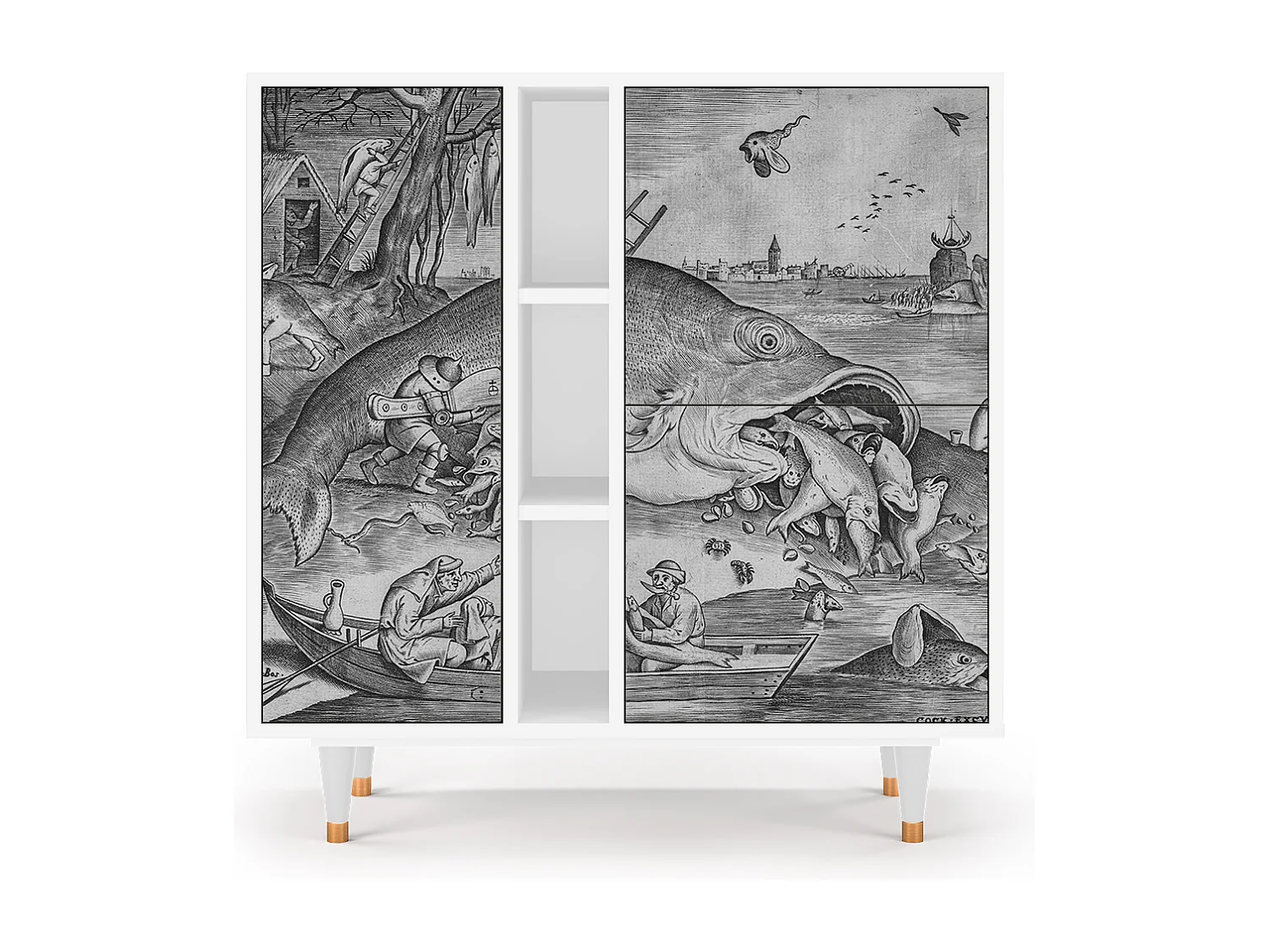 Kredens - 94х96х41 cm - BS5 - Big Fish Eat Little, Biały