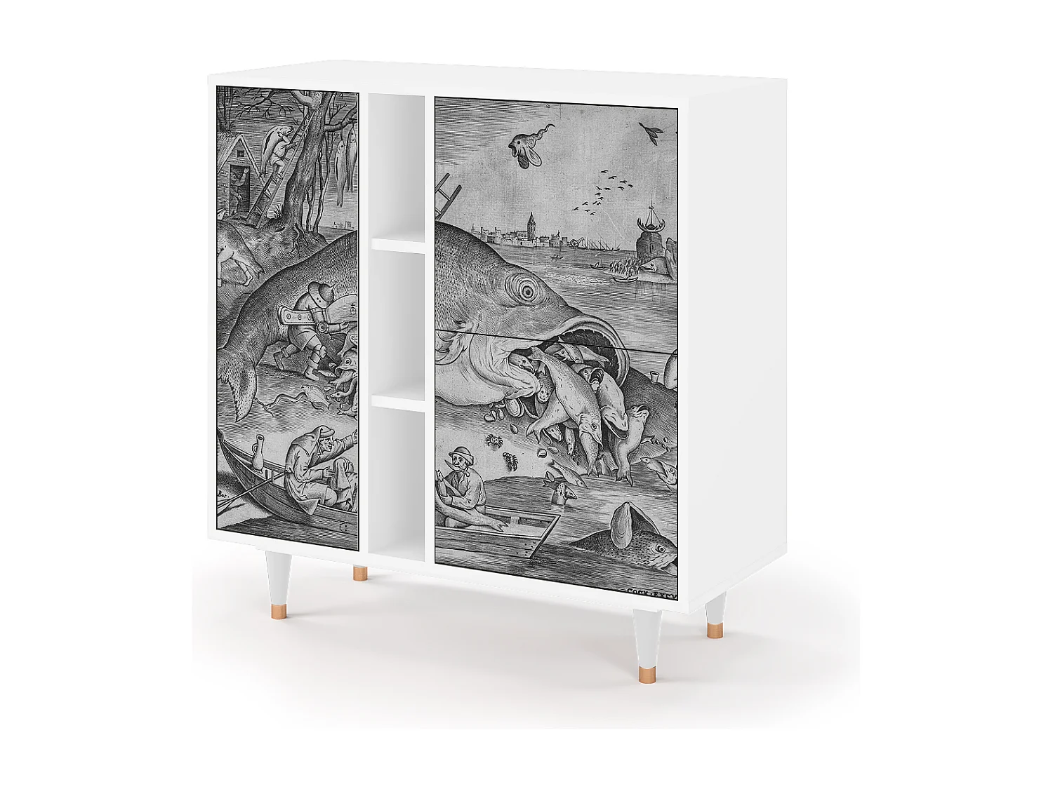 Kredens - 94х96х41 cm - BS5 - Big Fish Eat Little, Biały