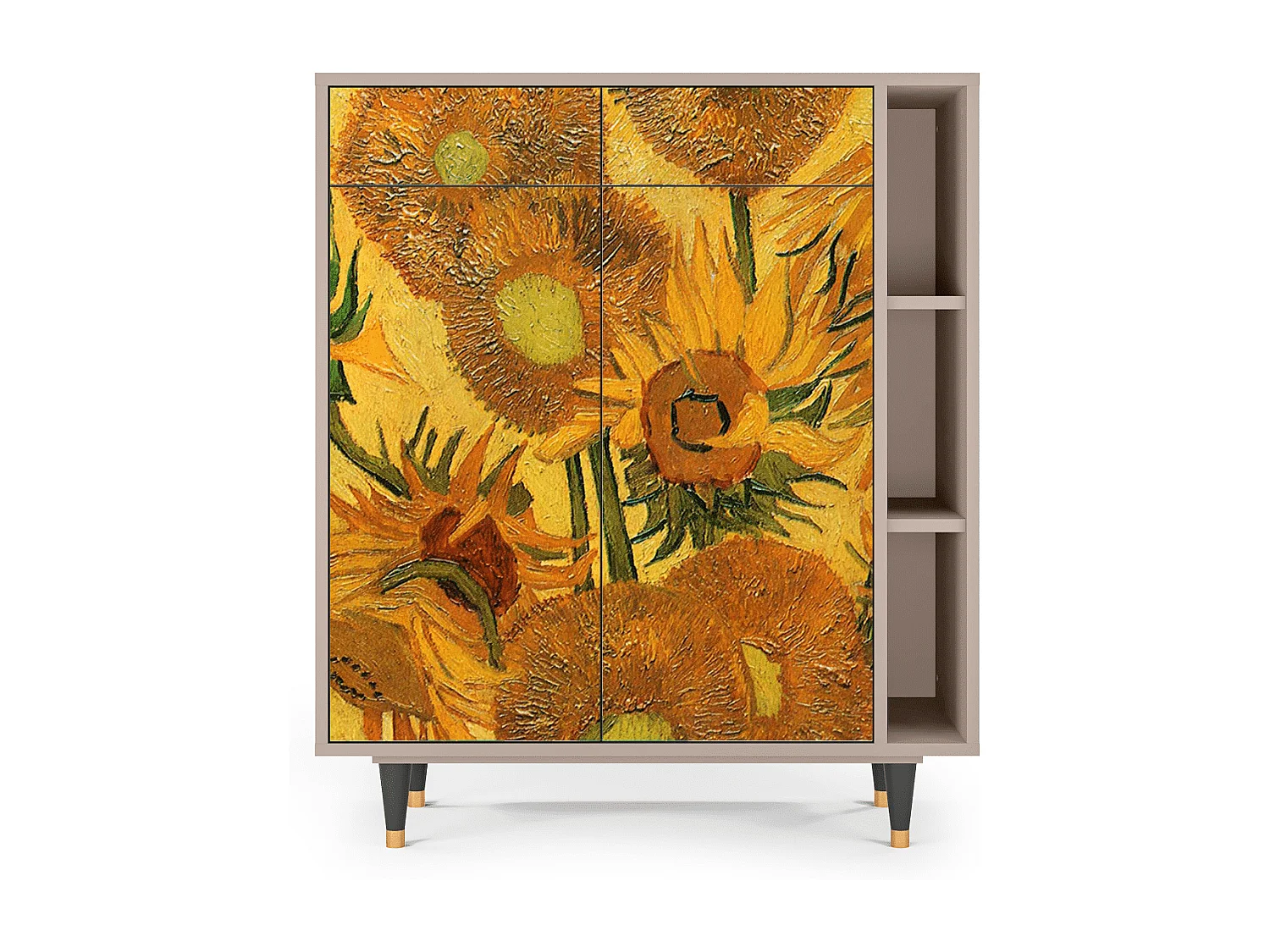 Kredens - 96х110х41 cm - BS6 - Sunflowers, Latte