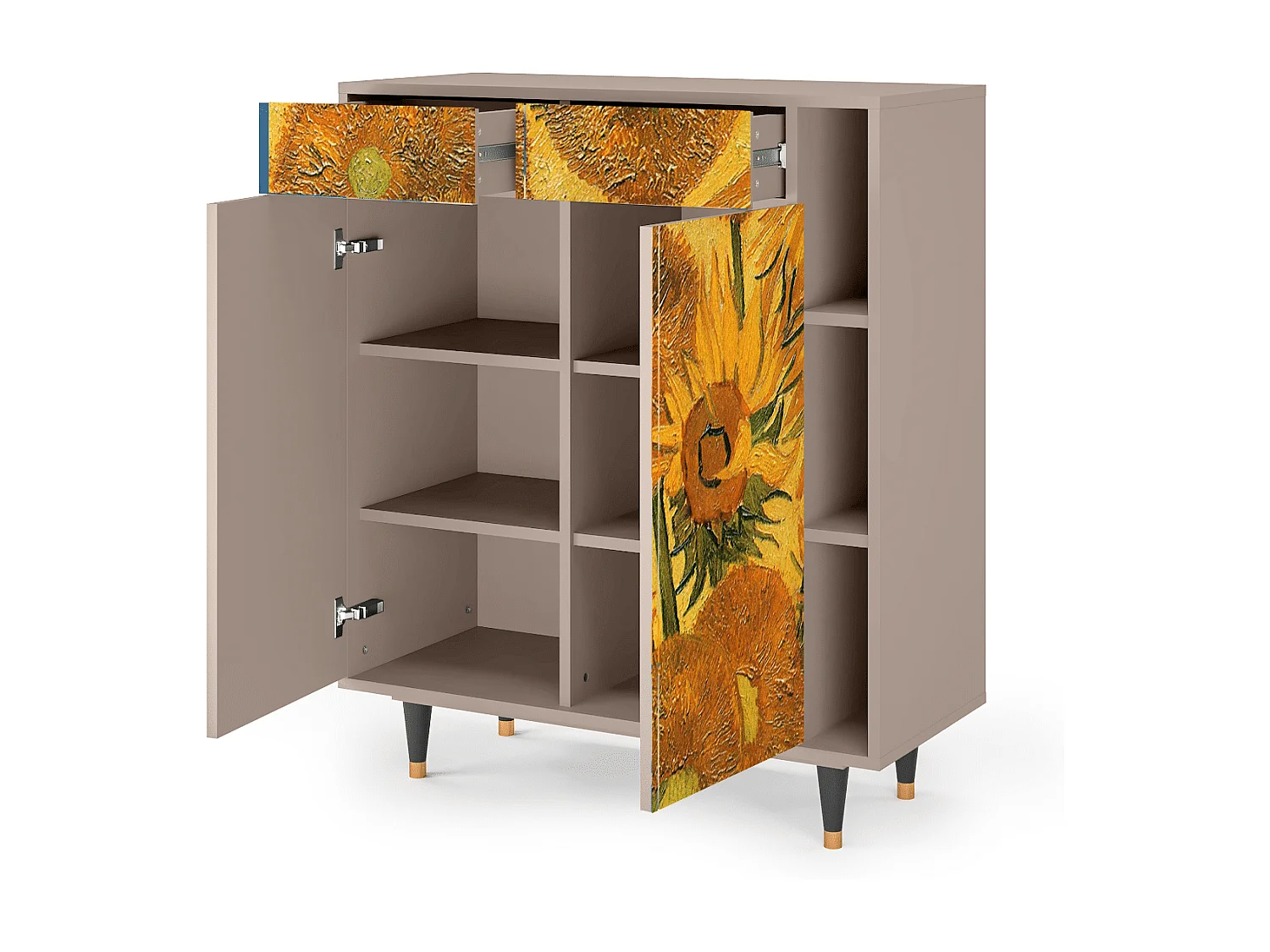 Kredens - 96х110х41 cm - BS6 - Sunflowers, Latte