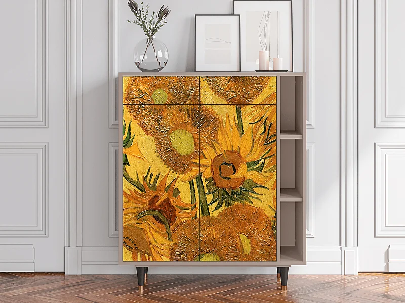 Kredens - 96х110х41 cm - BS6 - Sunflowers, Latte