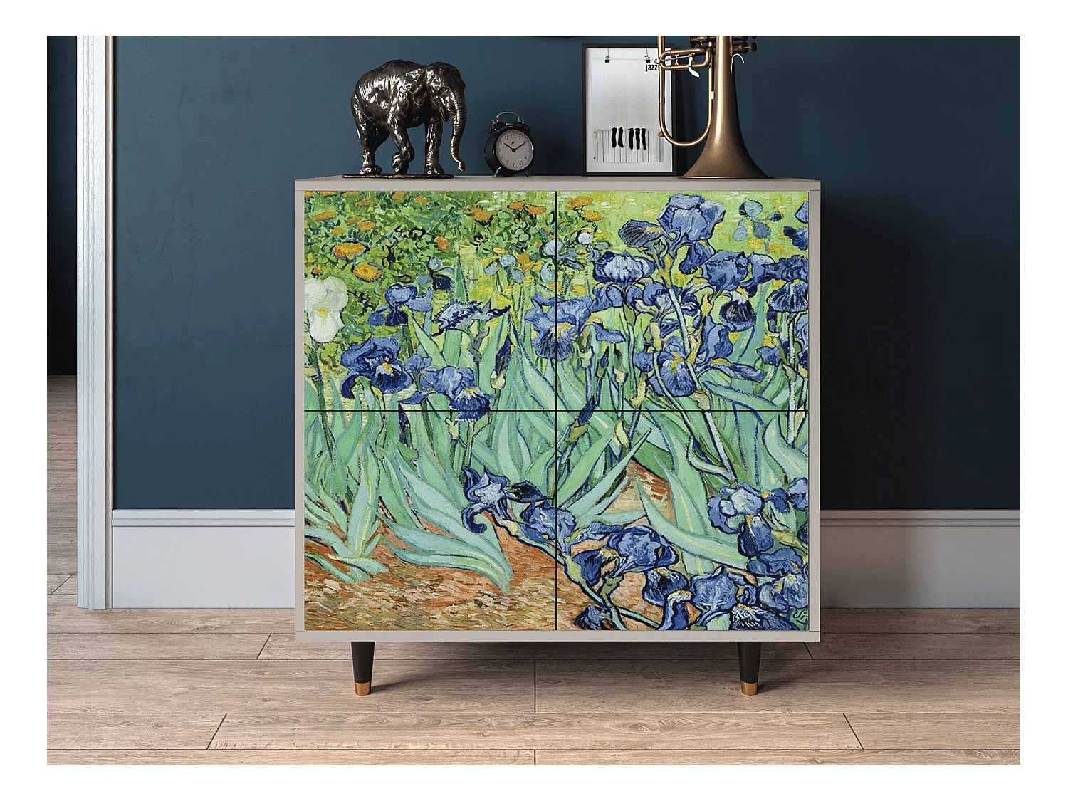Kredens - 94x96x48 cm - BS3 - Irises , Piaskowy