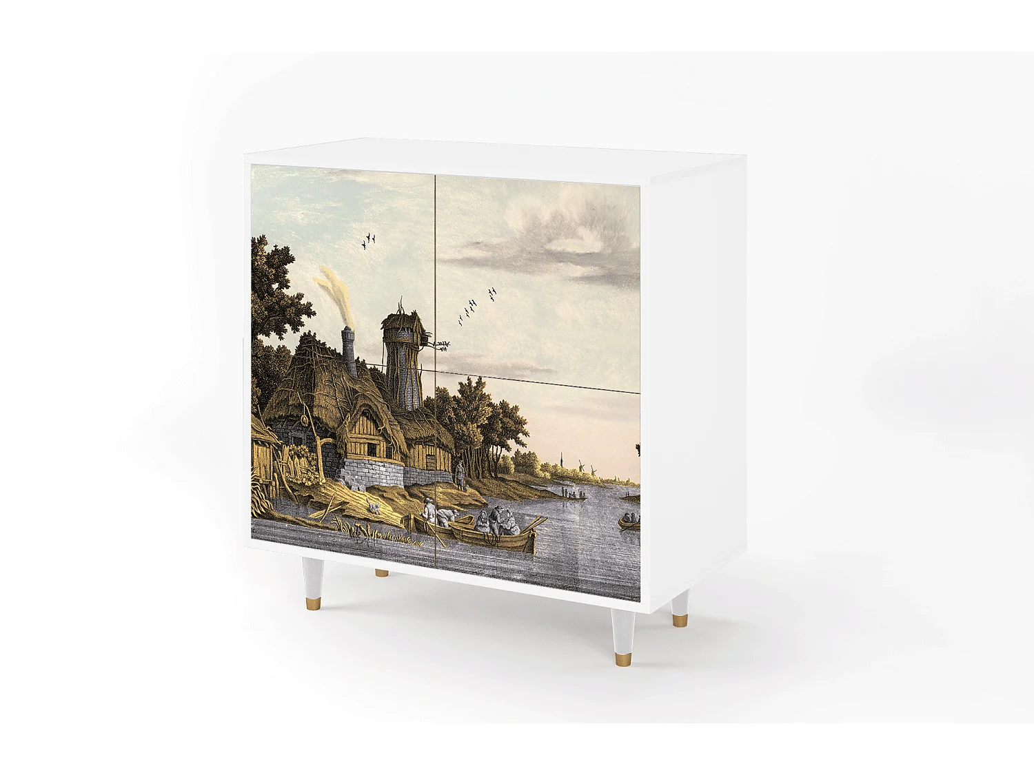 Sideboard - 94x96x48 cm - BS3 - Mill along a River, Weiß