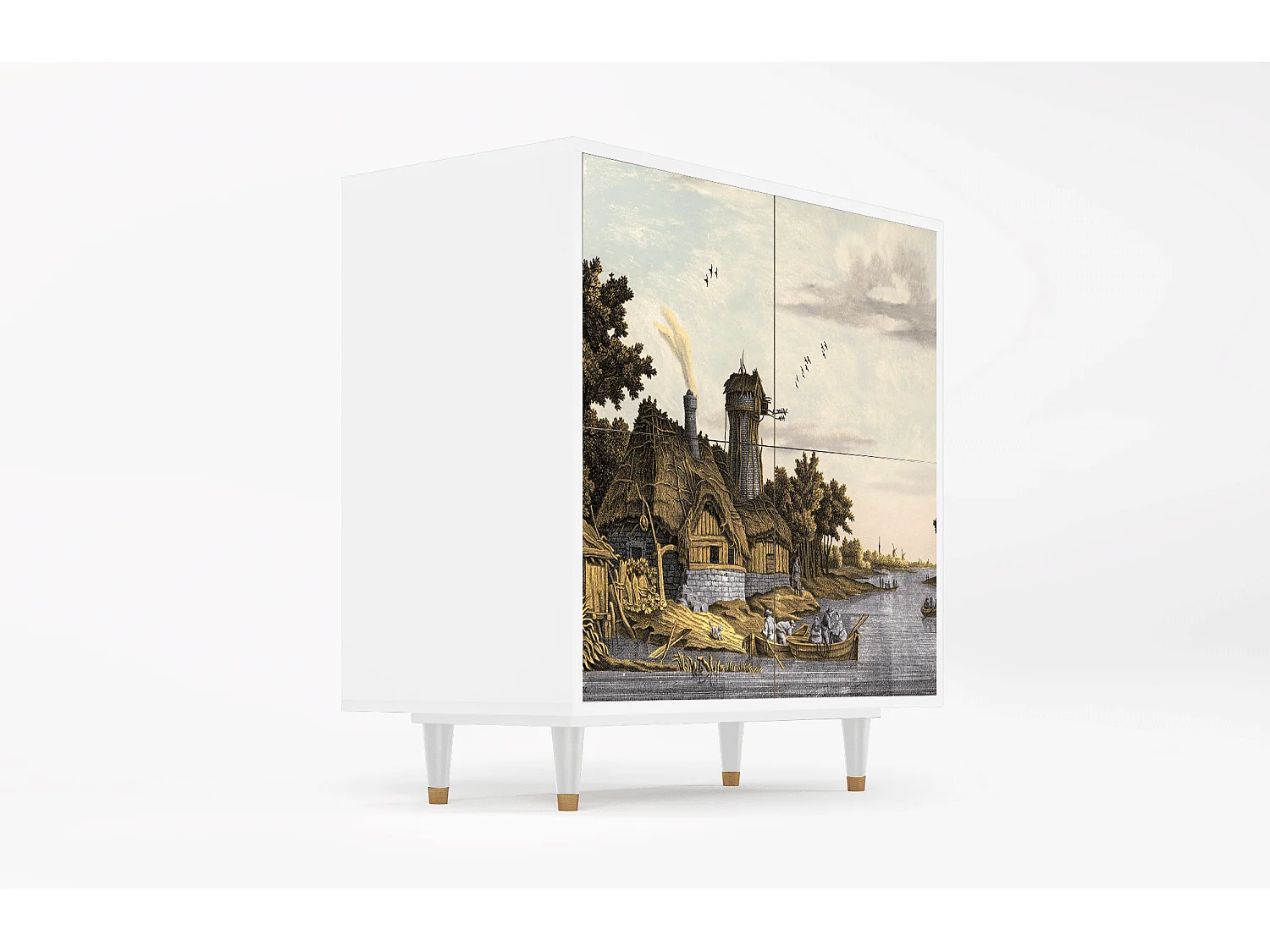 Sideboard - 94x96x48 cm - BS3 - Mill along a River, Weiß