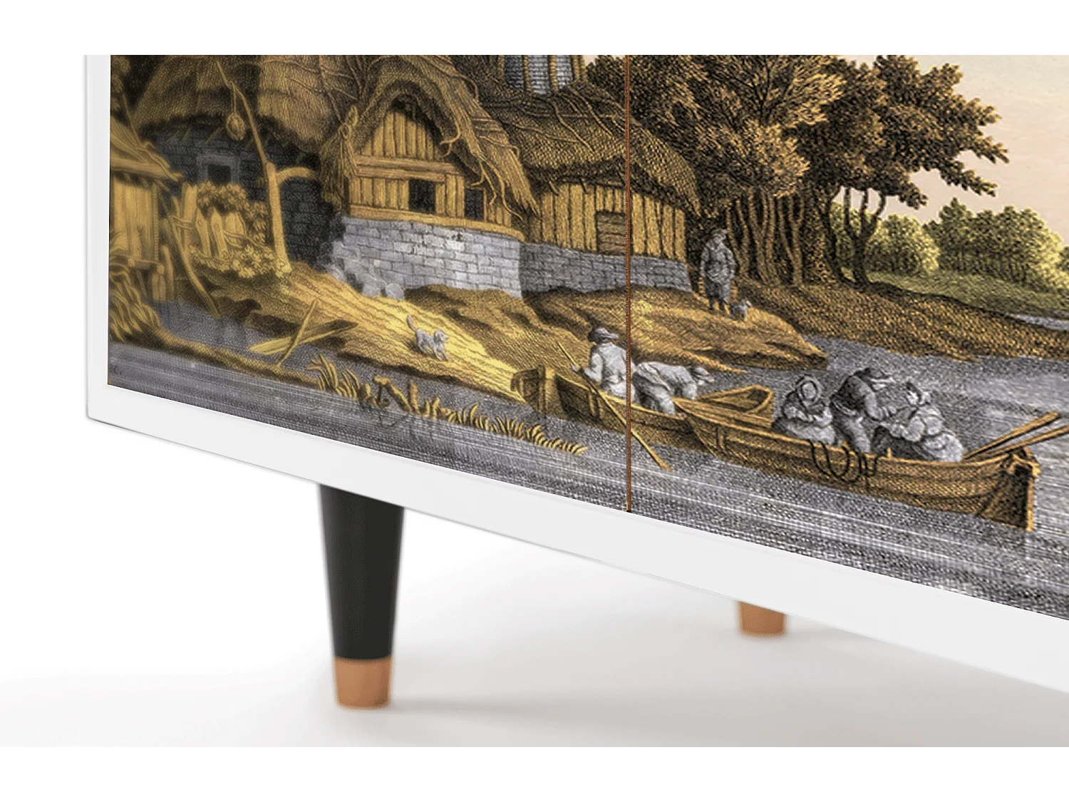 Dressoir - 94x96x48 cm - BS3 - Mill along a River, Wit