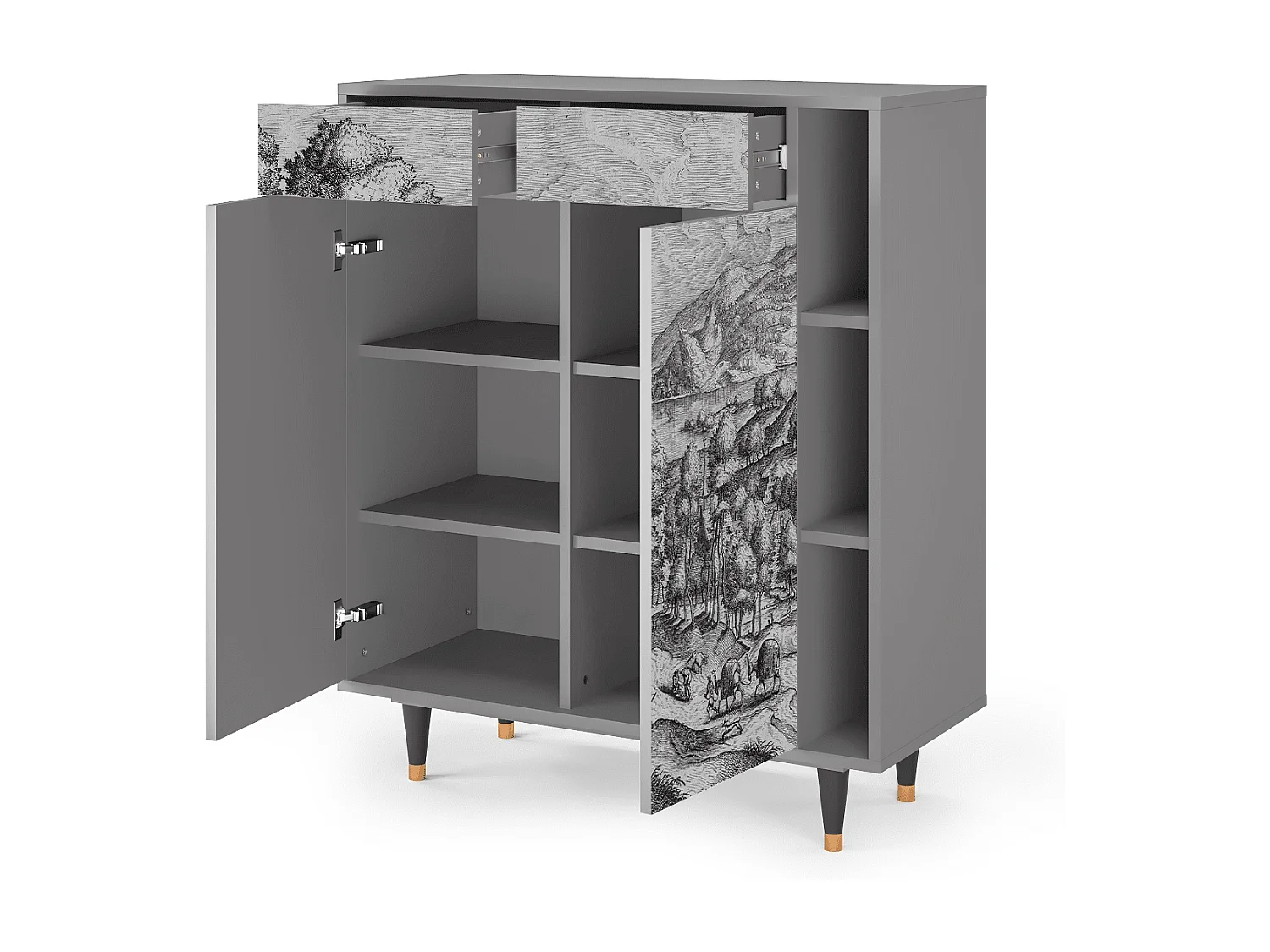 Sideboard - 96х110х41 cm - BS6 - Rusticorum, Grau