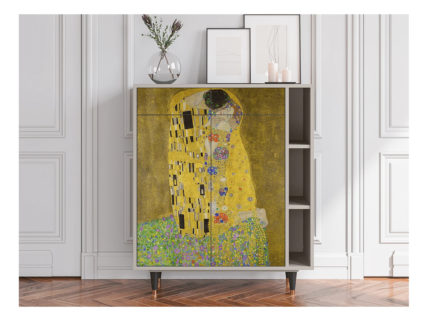 Kredens - 96х110х41 cm - BS6 - The Kiss by Klimt , Piaskowy