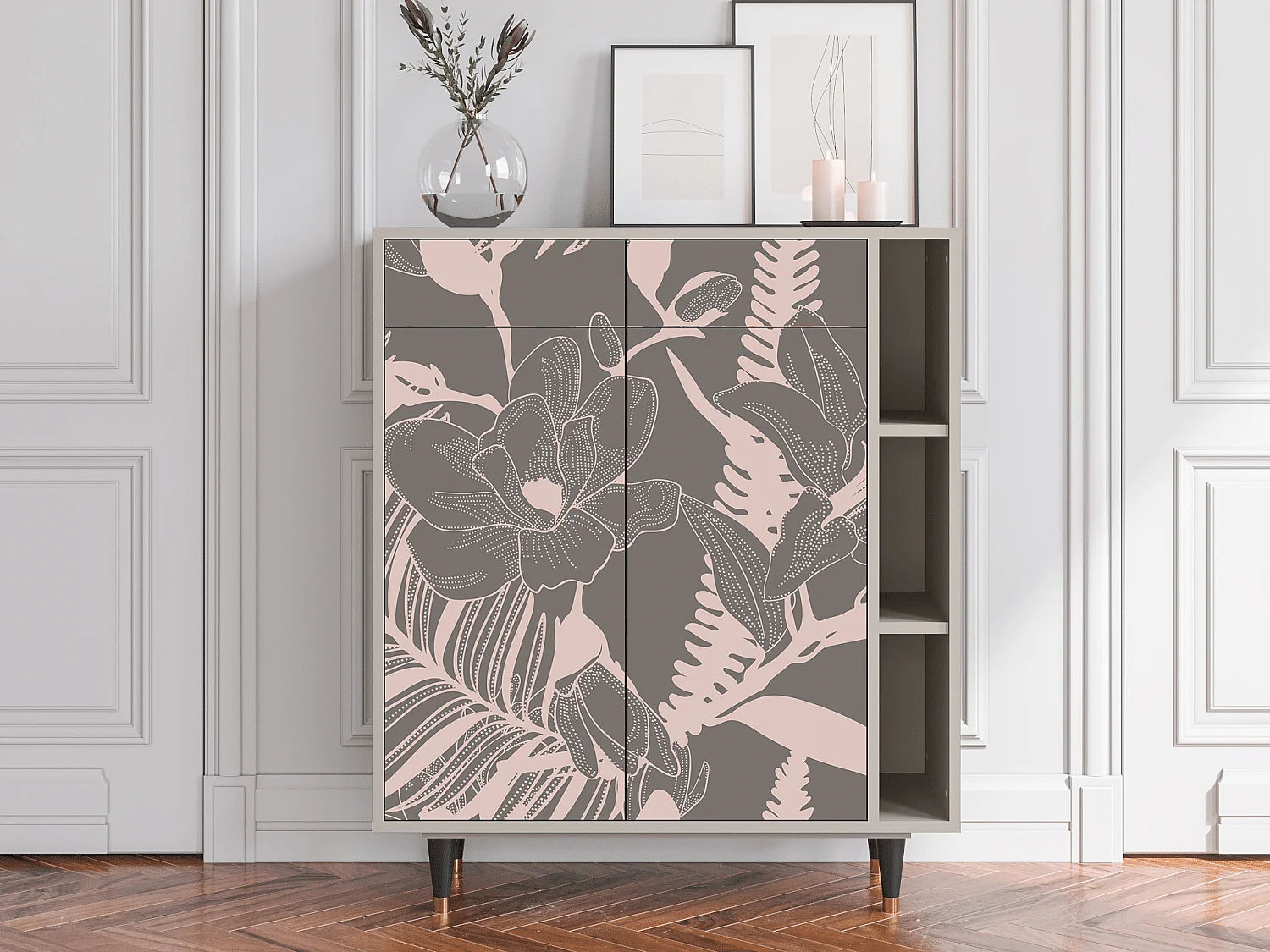 Sideboard - 96х110х41 cm - BS6 - Issabelline Flower, Sand
