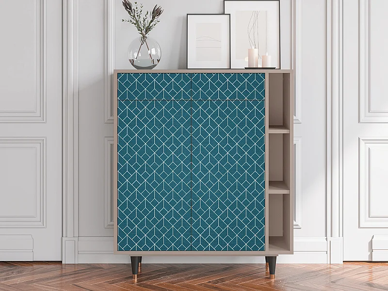Buffet - 96х110х41 cm - BS6 - Turquoise Geometry, Latte