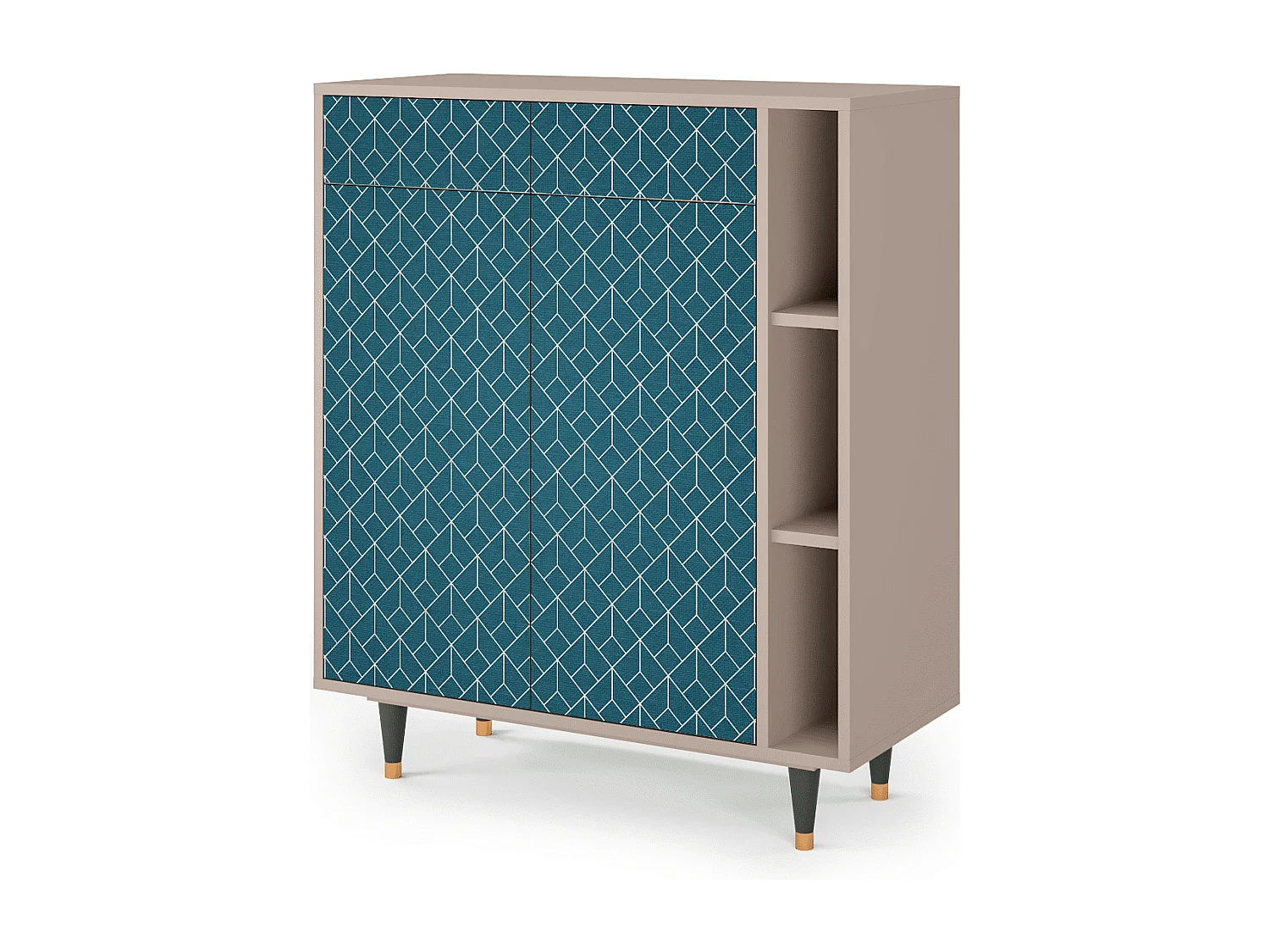 Credenza - 96х110х41 cm - BS6 - Turquoise Geometry, Latte