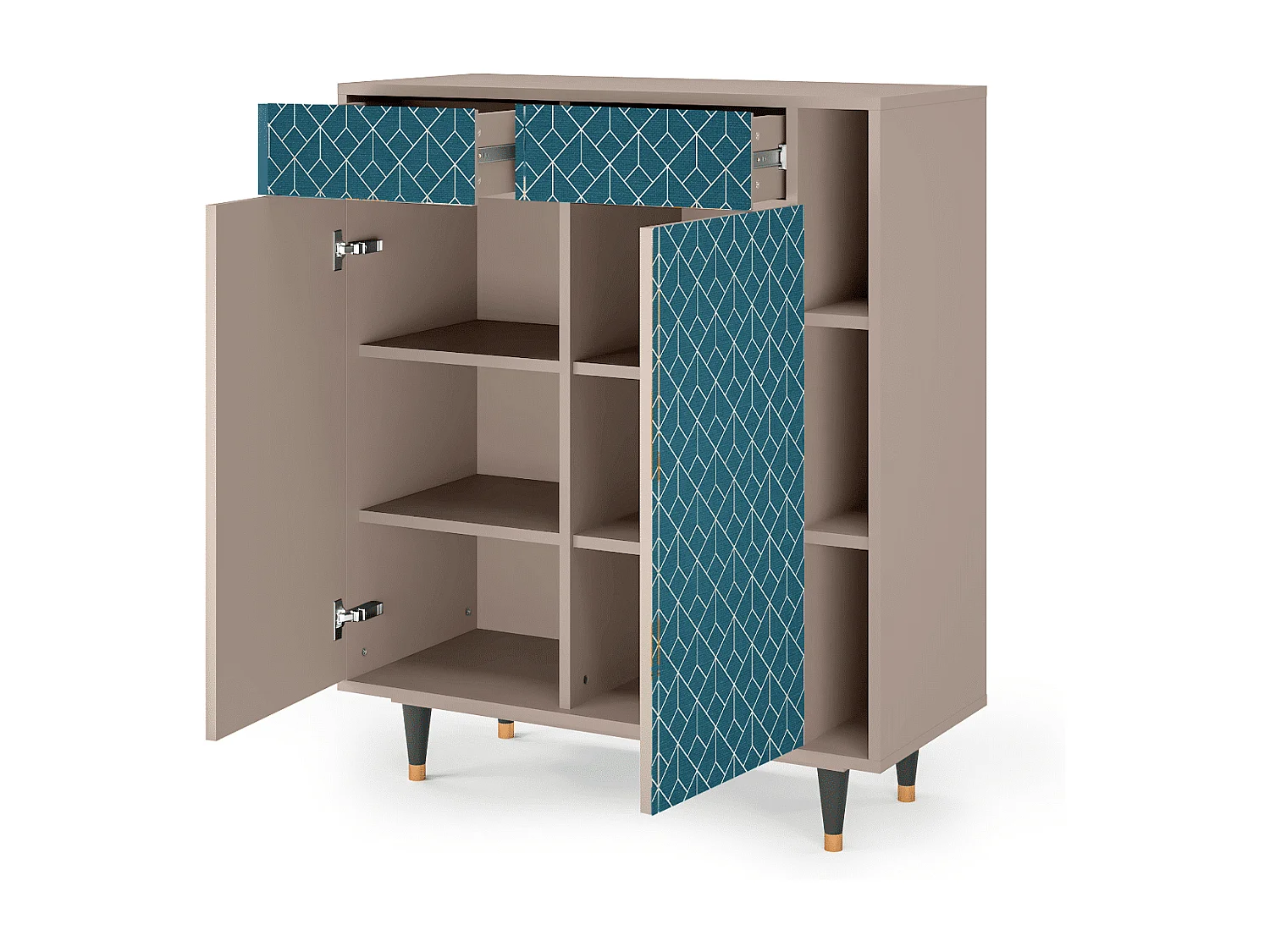 Dressoir - 96х110х41 cm - BS6 - Turquoise Geometry, Latte